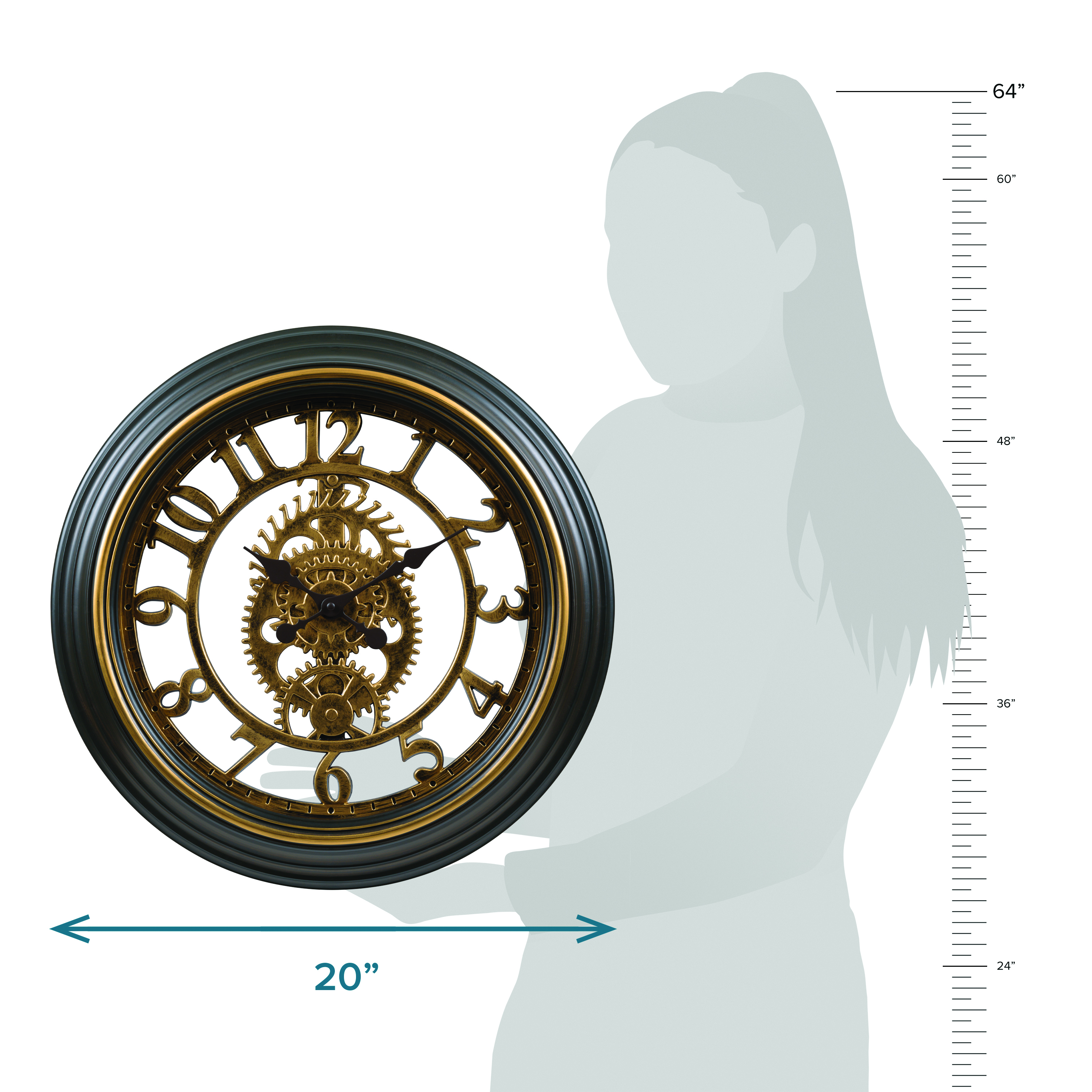 404-3051C 20-inch Gears Wall Clock