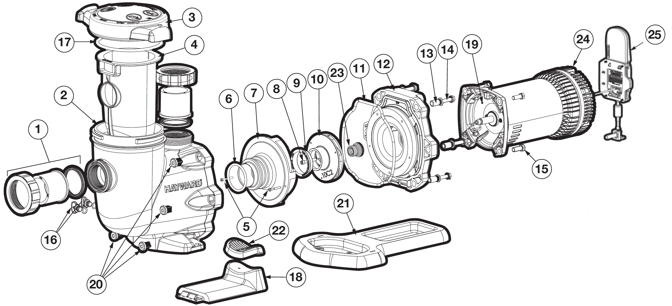 TriStar XE Series Pump - Hayward Parts Diagram
