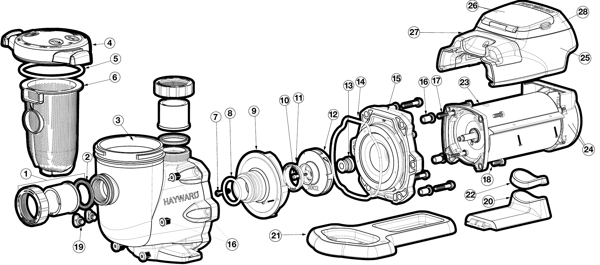 EcoStar SP3400VSP Series Pump - Hayward Parts Diagram