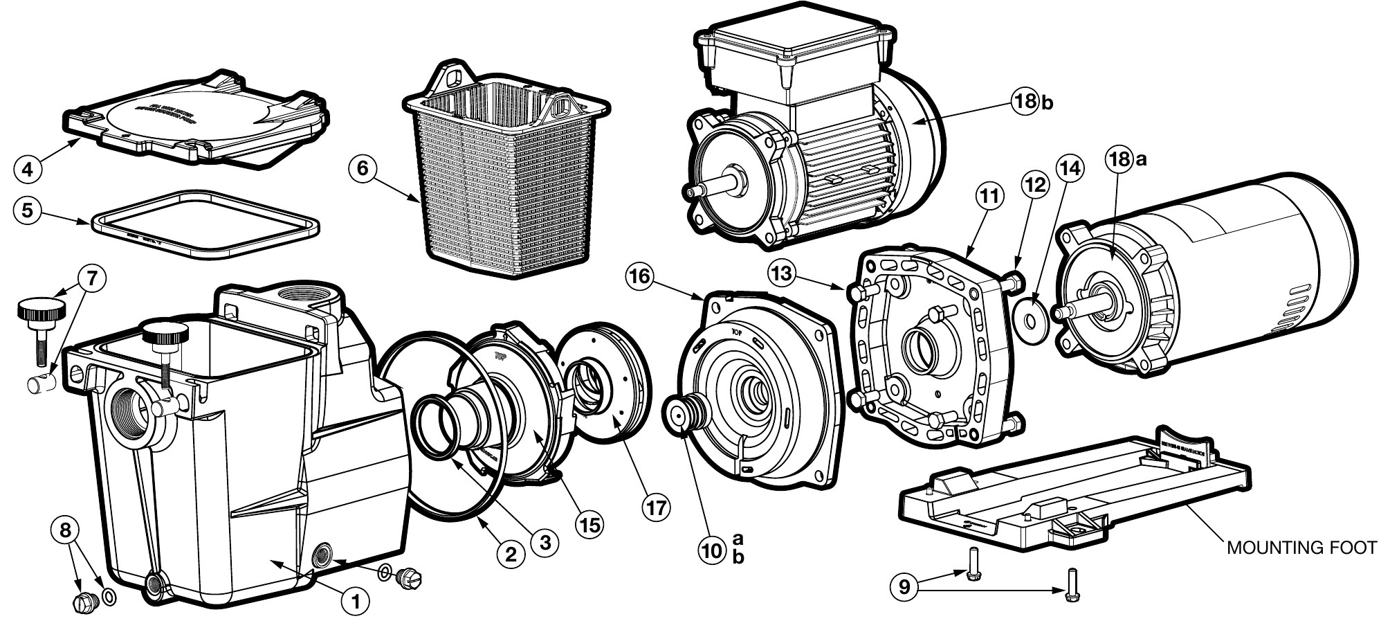 Super Pump SP2600X Series Pump - Hayward Parts Diagram