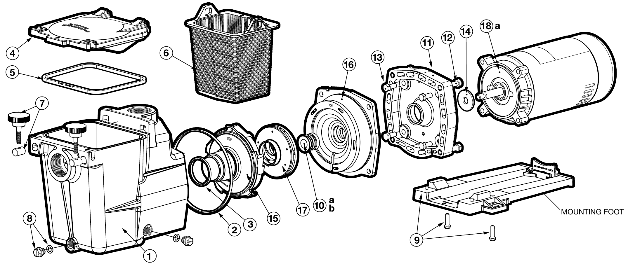 Super Pump SP1600X Series Pump - Hayward Parts Diagram