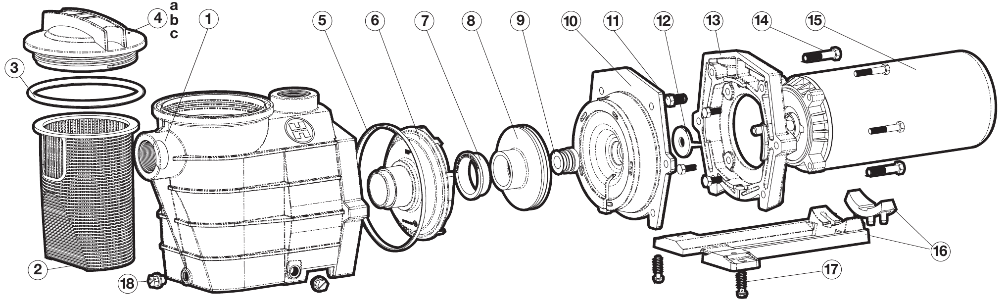 Super II SP3000 (Full-Rated) Series Pump - Hayward Parts Diagram