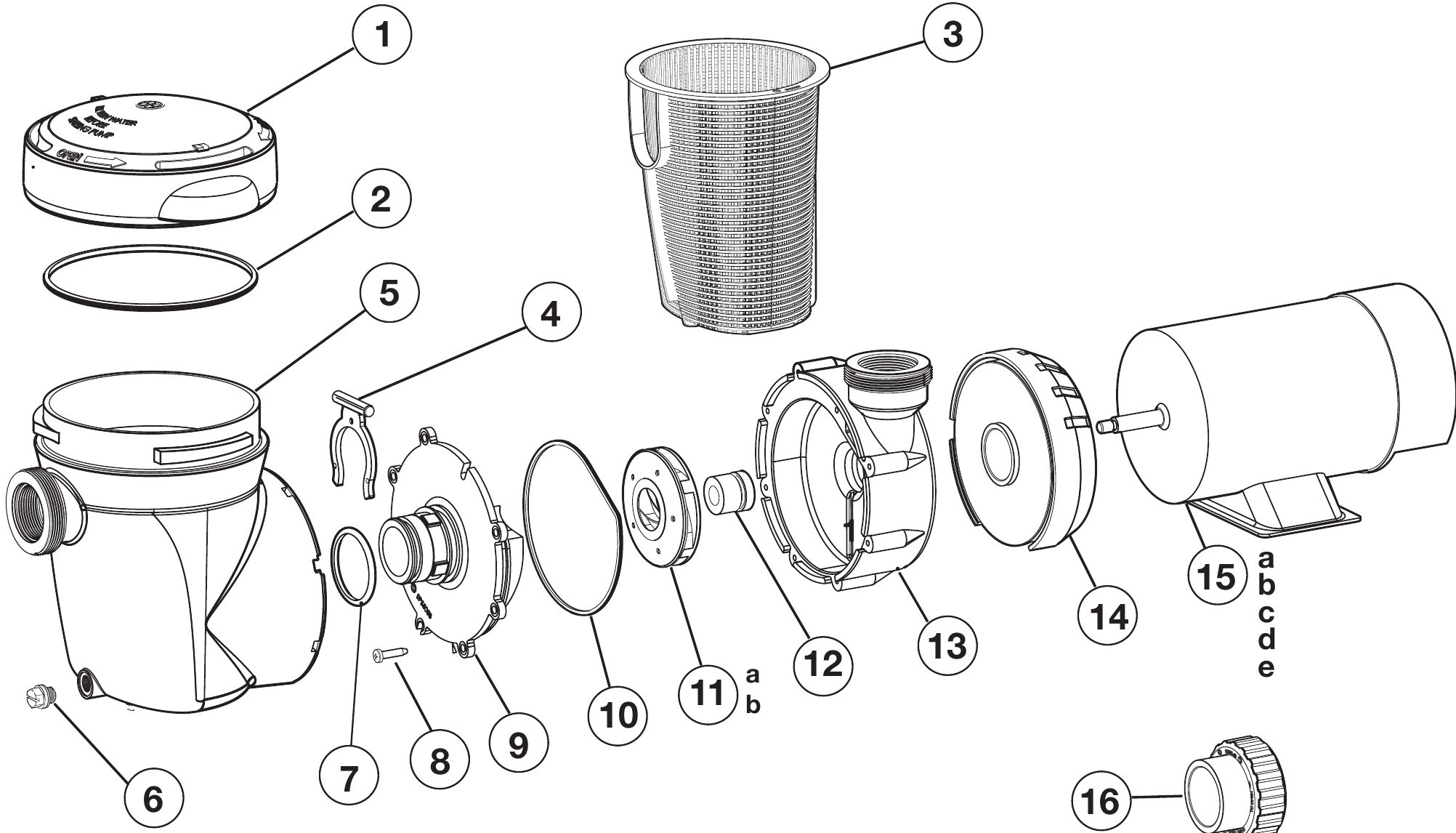 PowerFlo Matrix SP1590 Series Pump - Hayward Parts Diagram