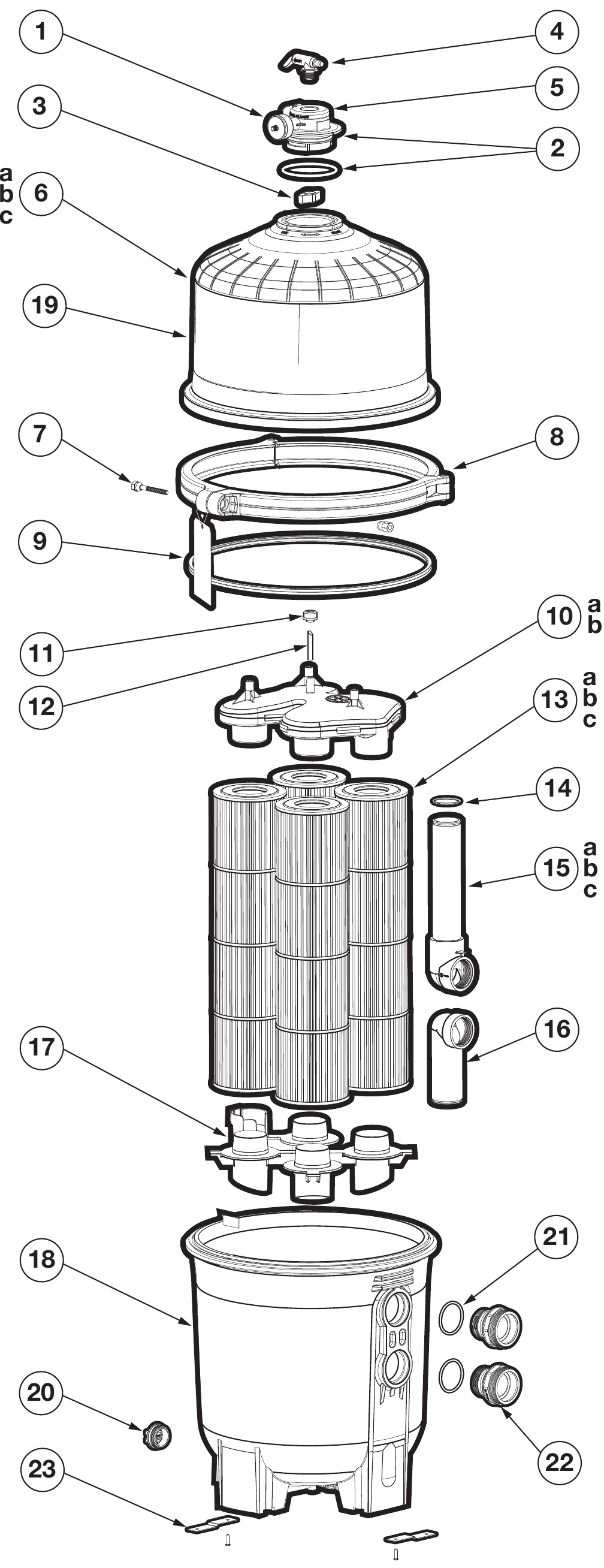 DEP 500 Series DE Filter - Hayward Parts Diagram