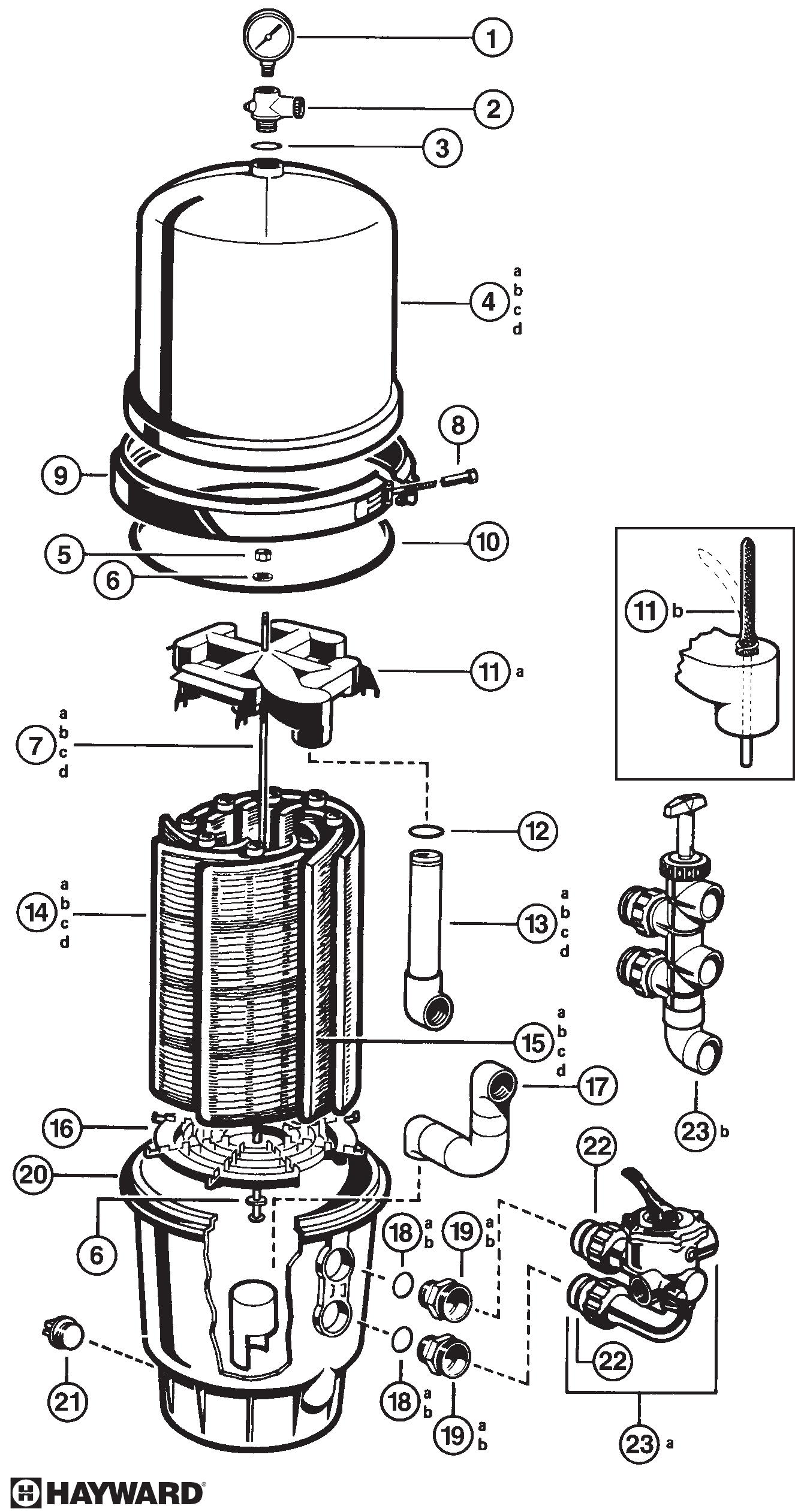 MicroClear Vertical Grid DE Filter - Hayward Parts Diagram