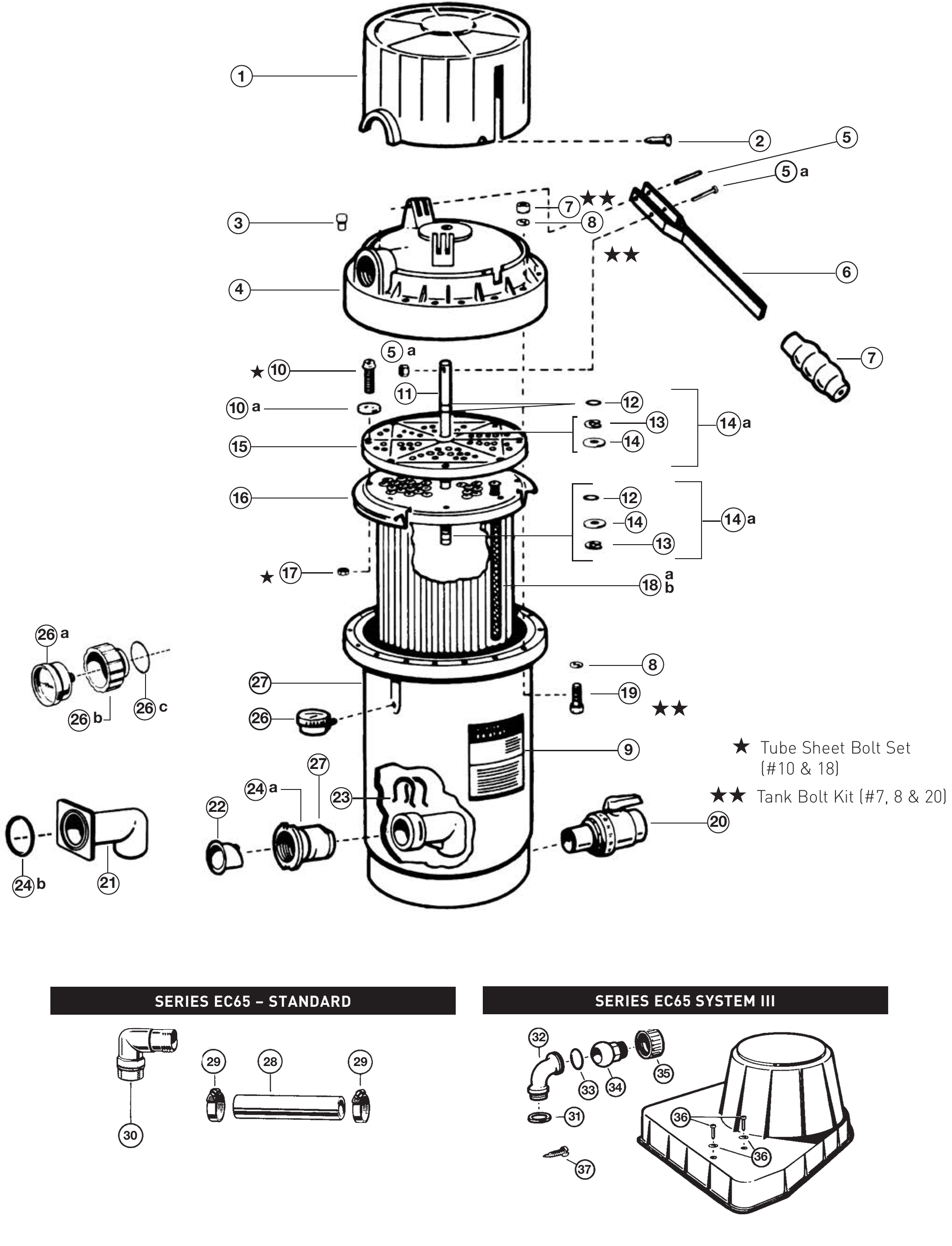 Perflex (EC65, EC75) DE Filter - Hayward Parts Diagram