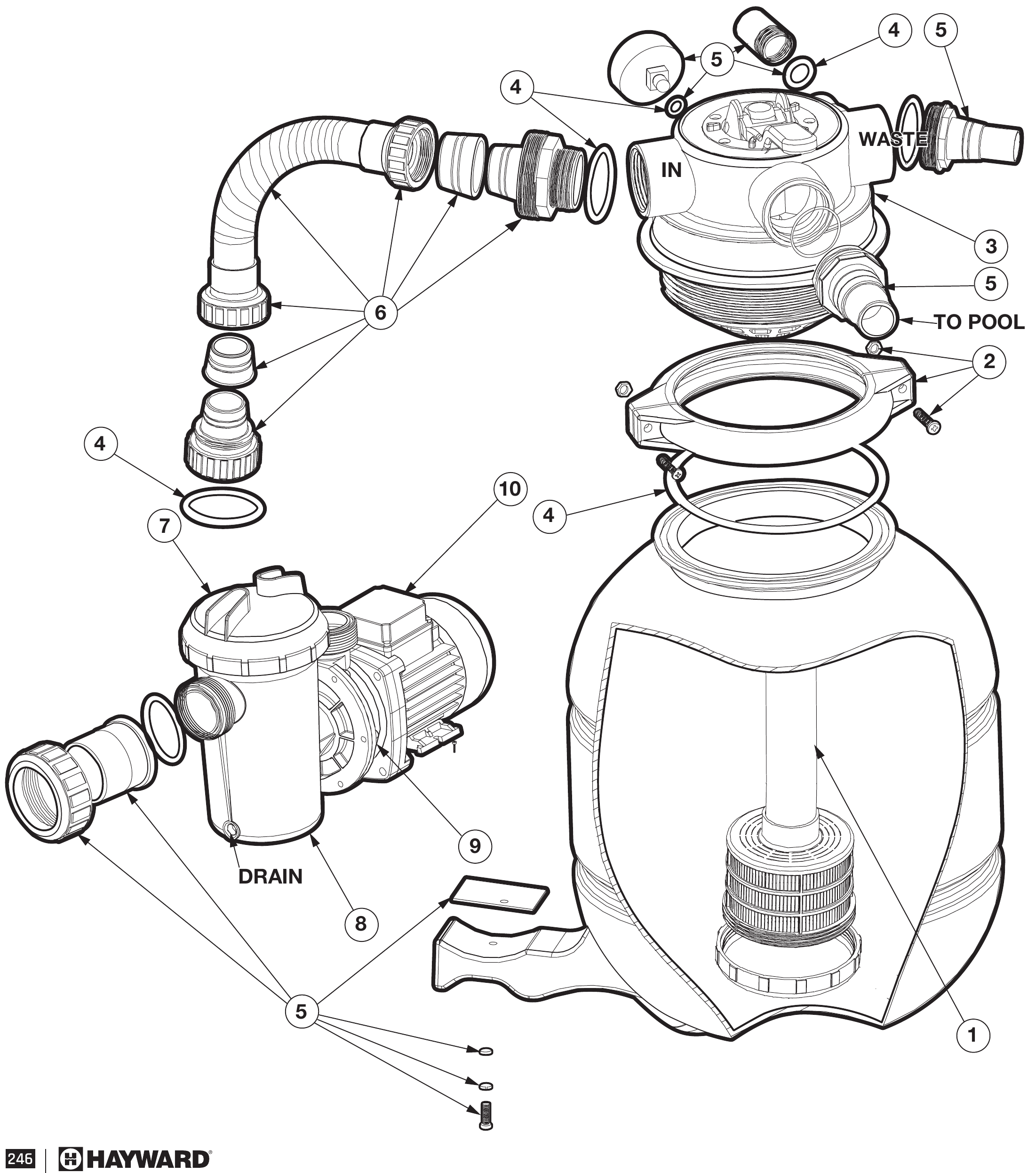 VL Series Sand Filter - Hayward Parts Diagram