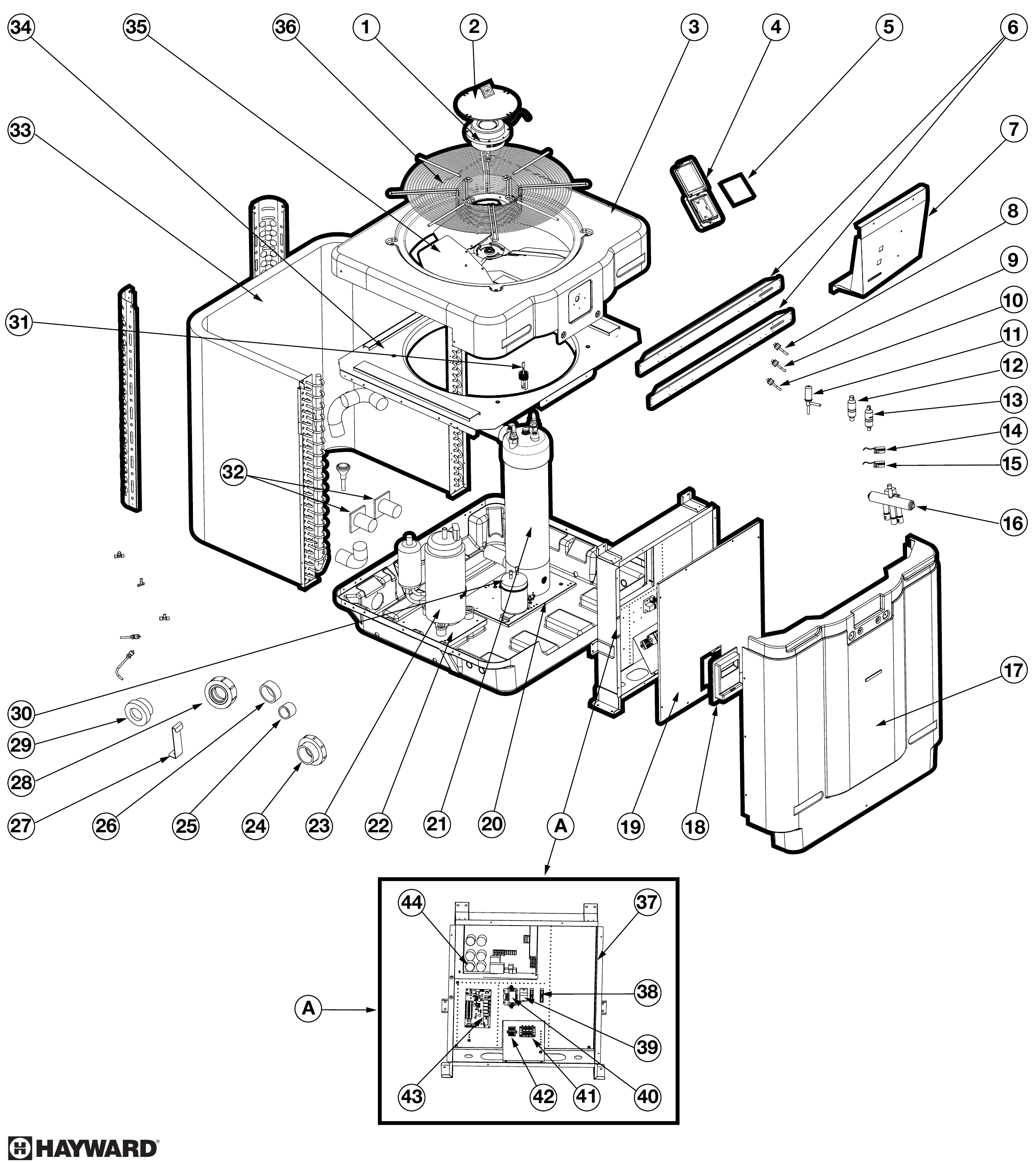 HeatPro VS Heat Pump - Hayward Parts Diagram