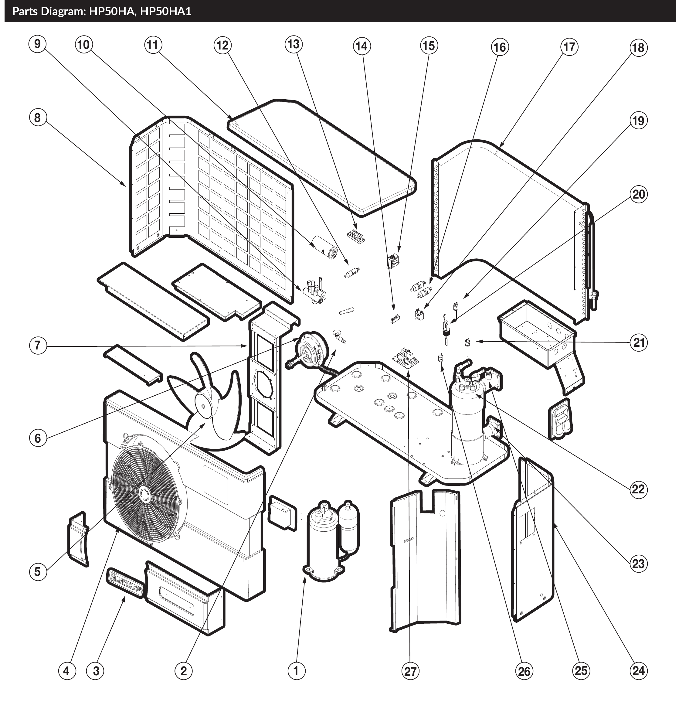 HP50HA1 Heat Pump - Hayward Parts Diagram