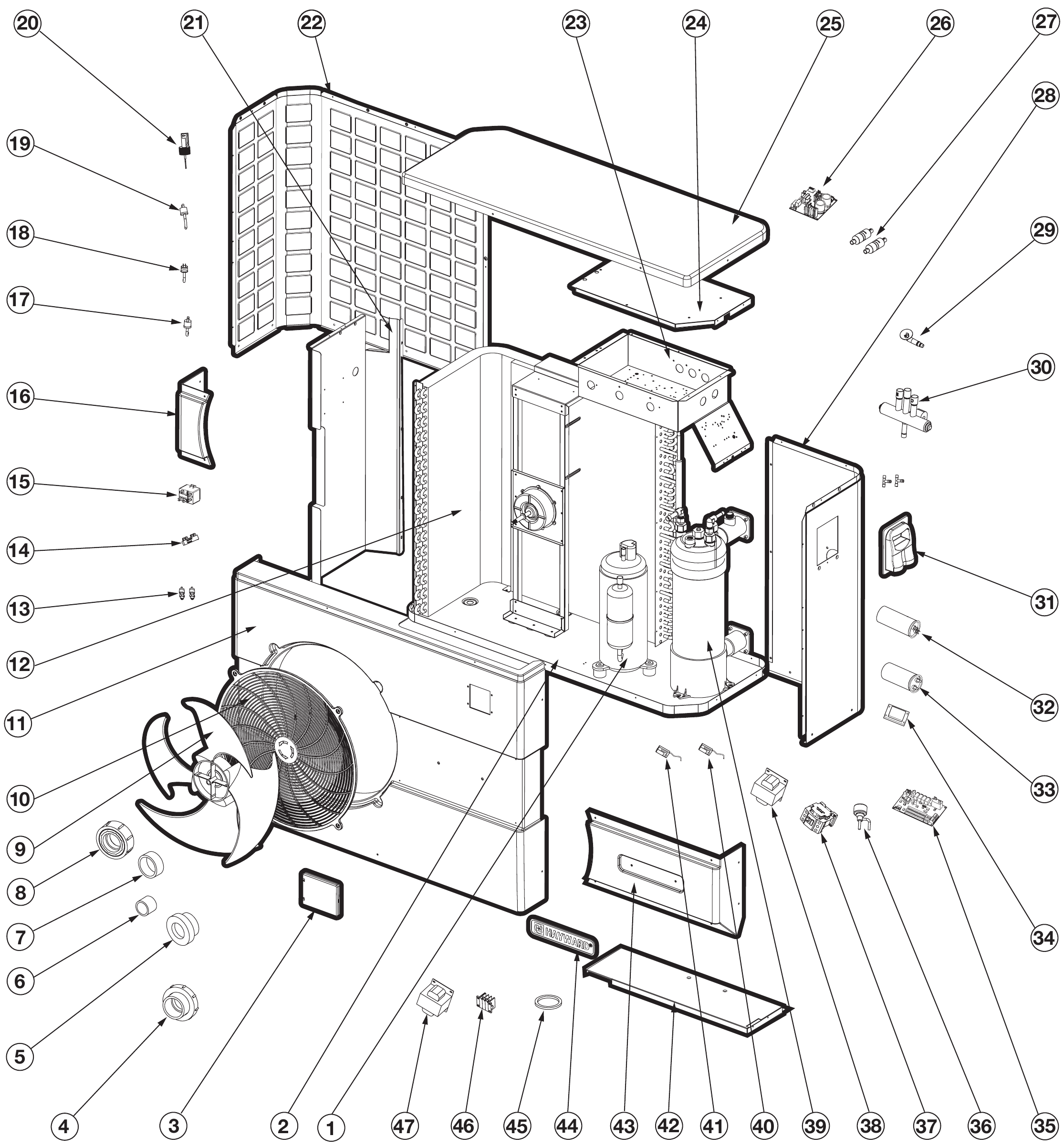 HP70HA2 Heat Pump - Hayward Parts Diagram