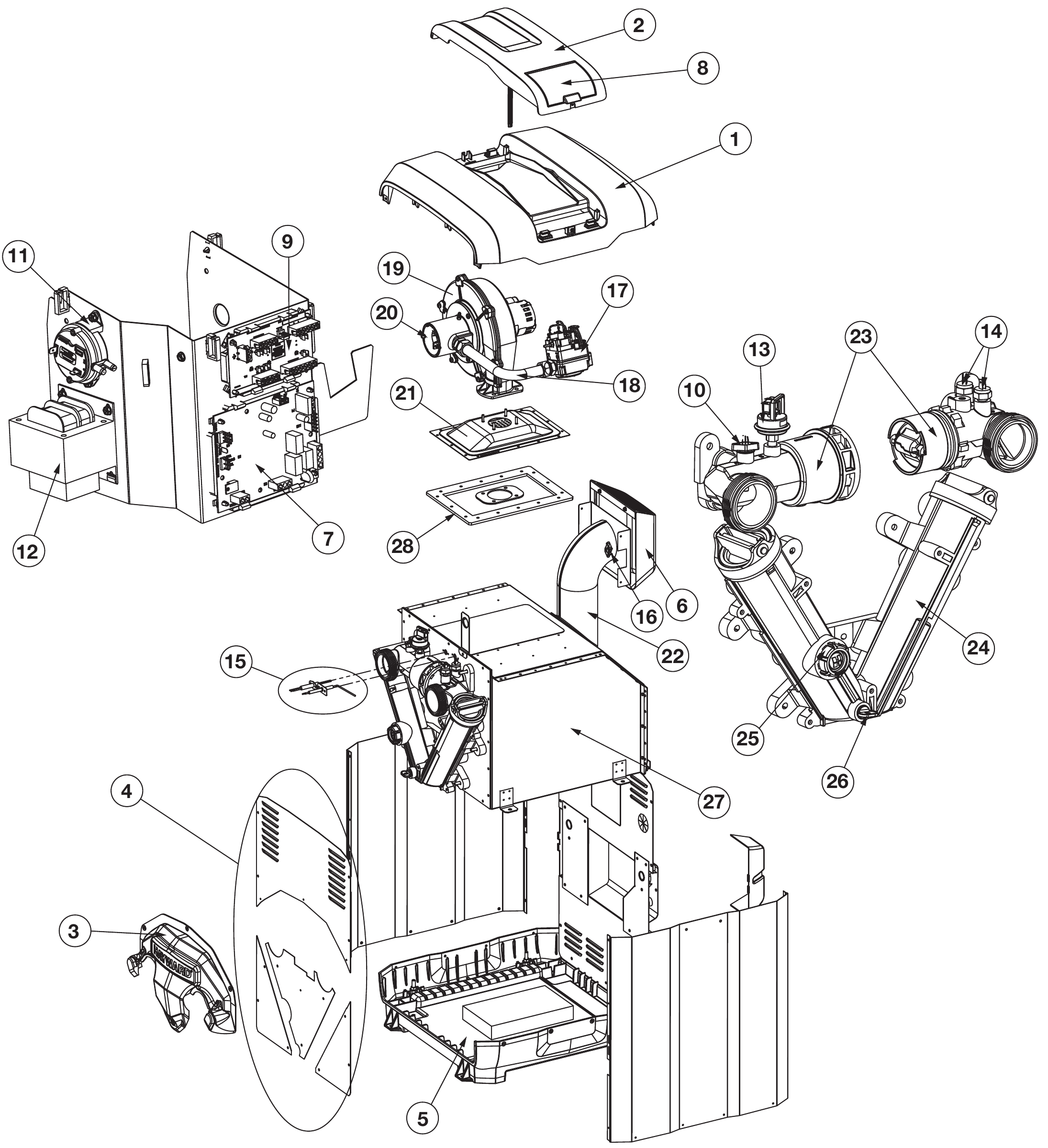 Universal HC Series Small Footprint Heater - Hayward Parts Diagram