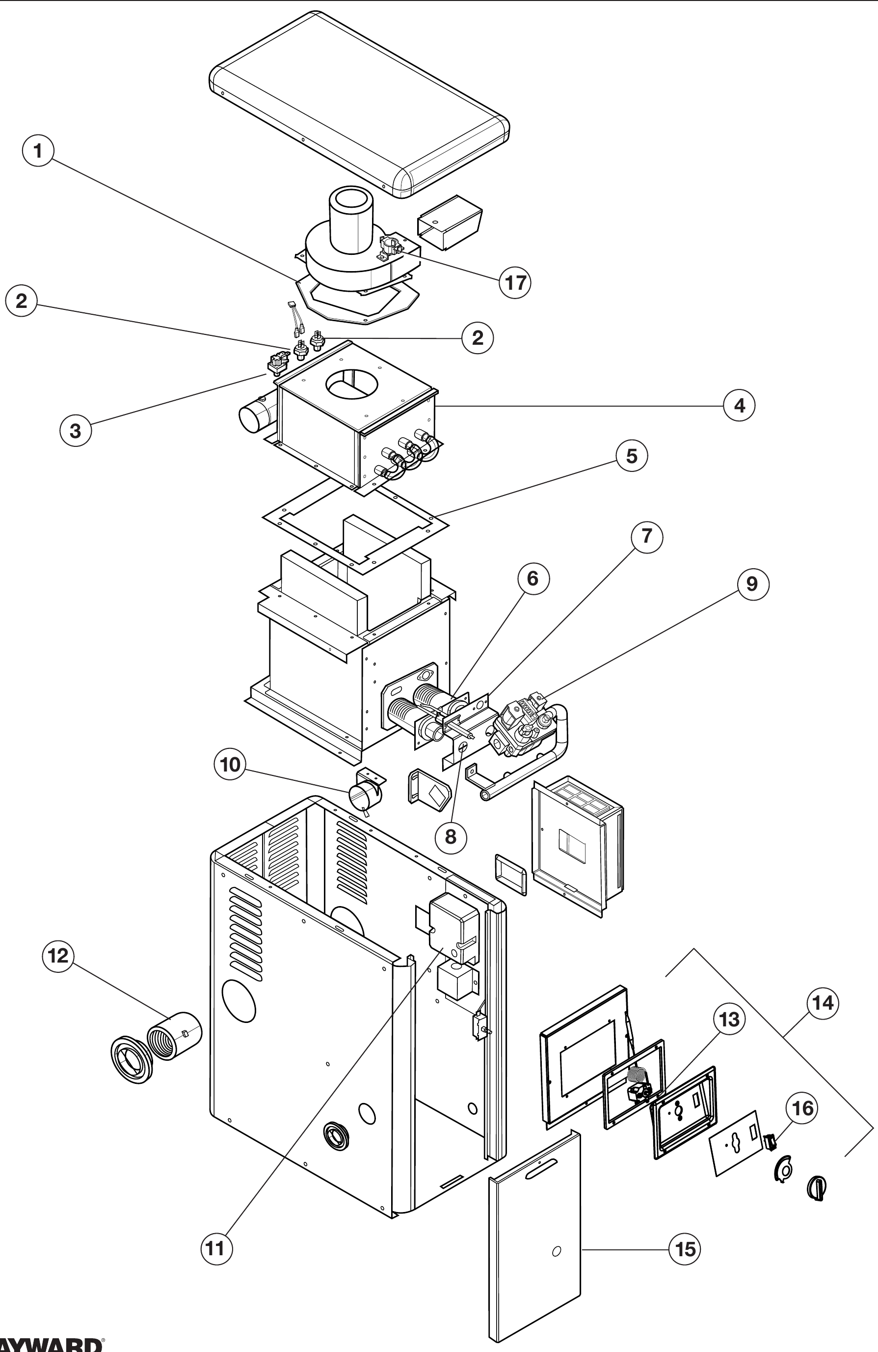 H-Series Above-Ground - Induced Draft 100K BTU - Hayward Parts Diagram