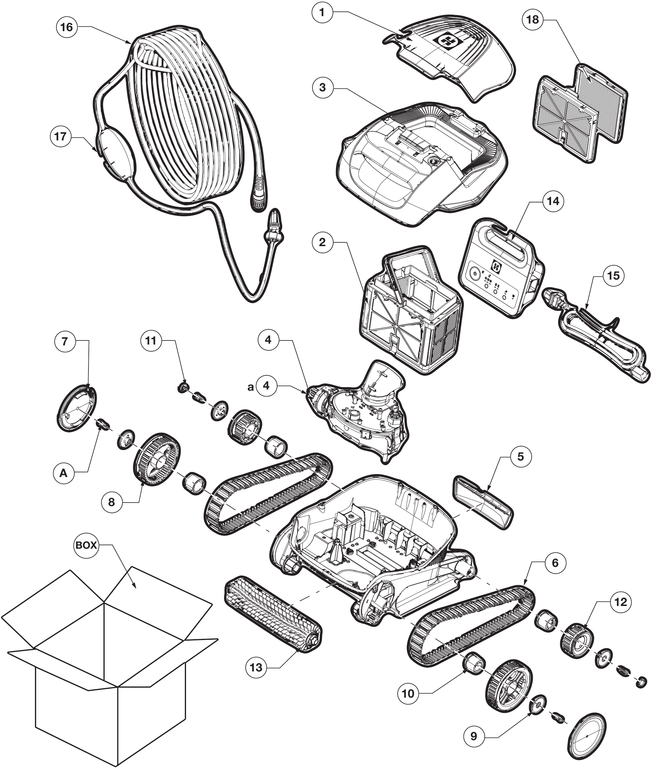 Hayward R110 Robotic Pool Cleaner - Hayward Parts Diagram