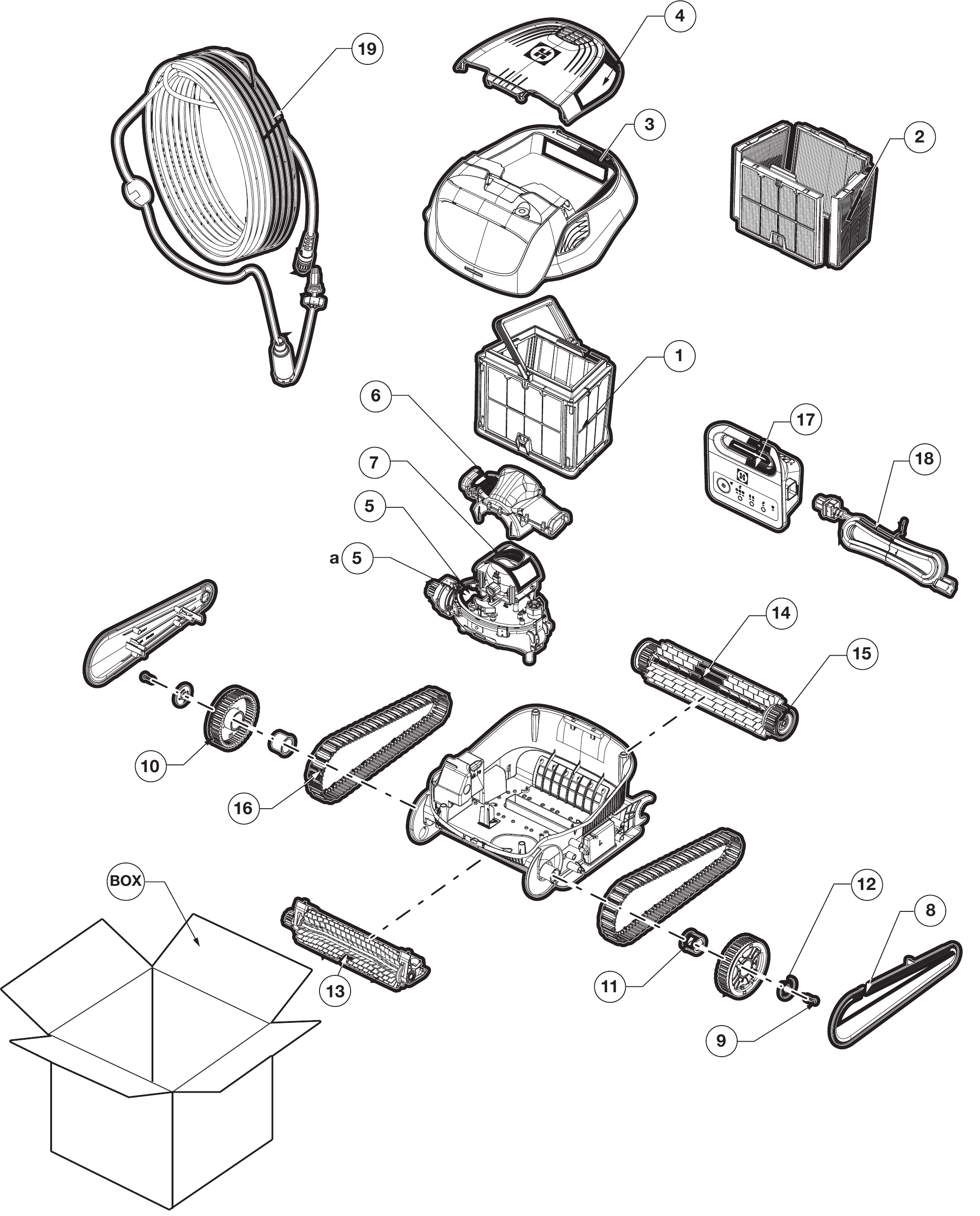 Hayward R130 Robotic Pool Cleaner - Hayward Parts Diagram