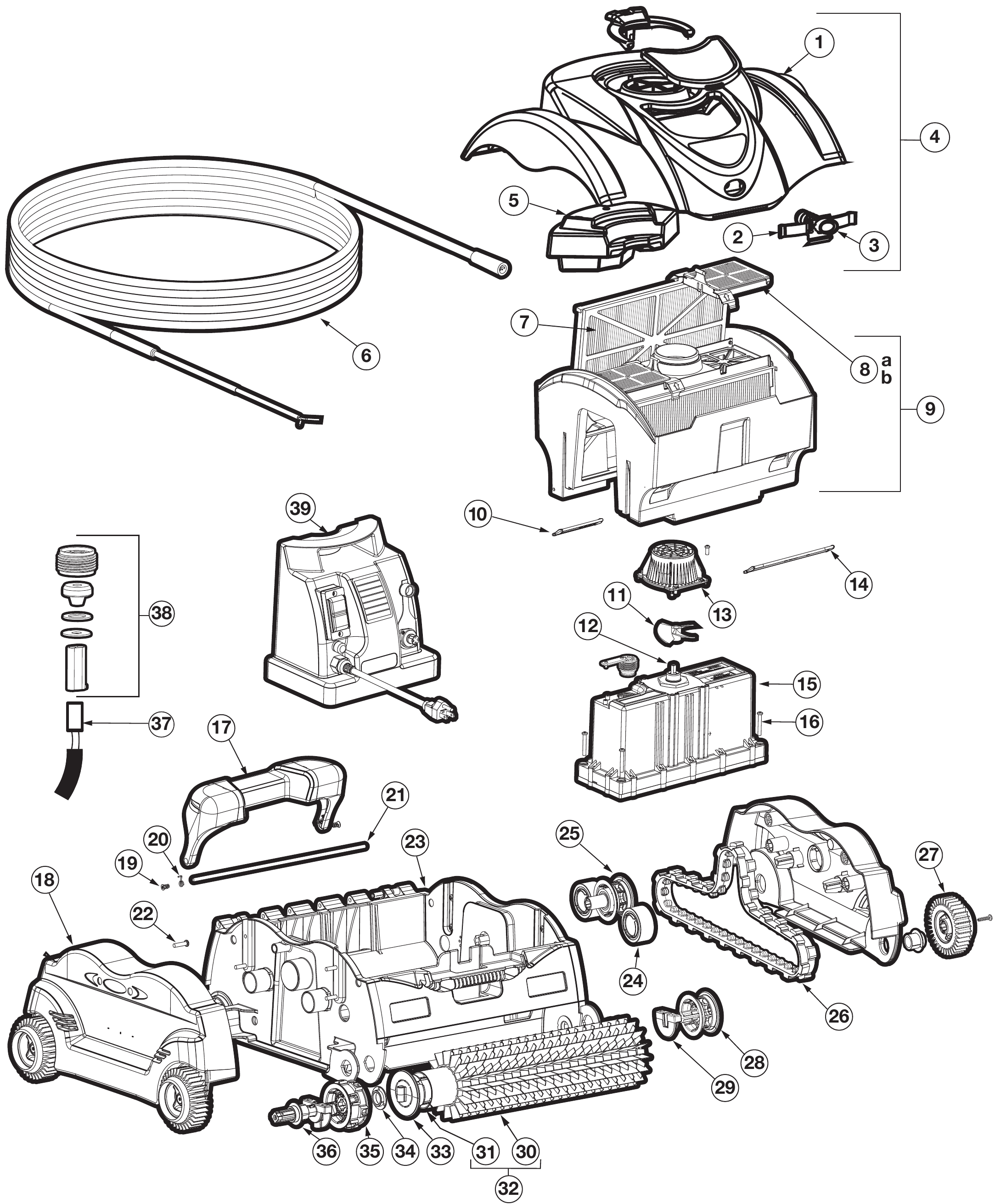 SharkVac Robotic Cleaner - Hayward Parts Diagram