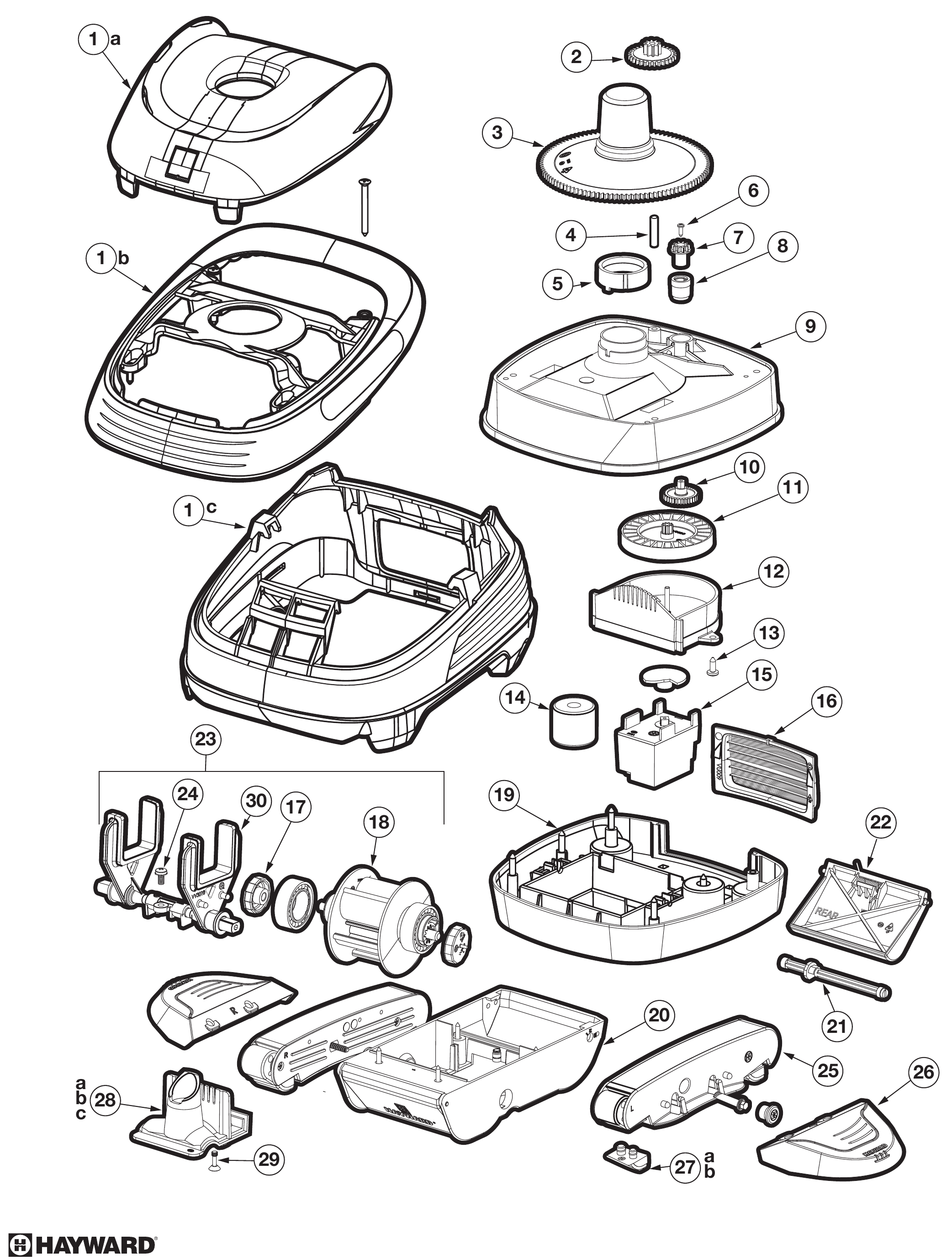 PoolVac V-Flex Suction Cleaner - Hayward Parts Diagram