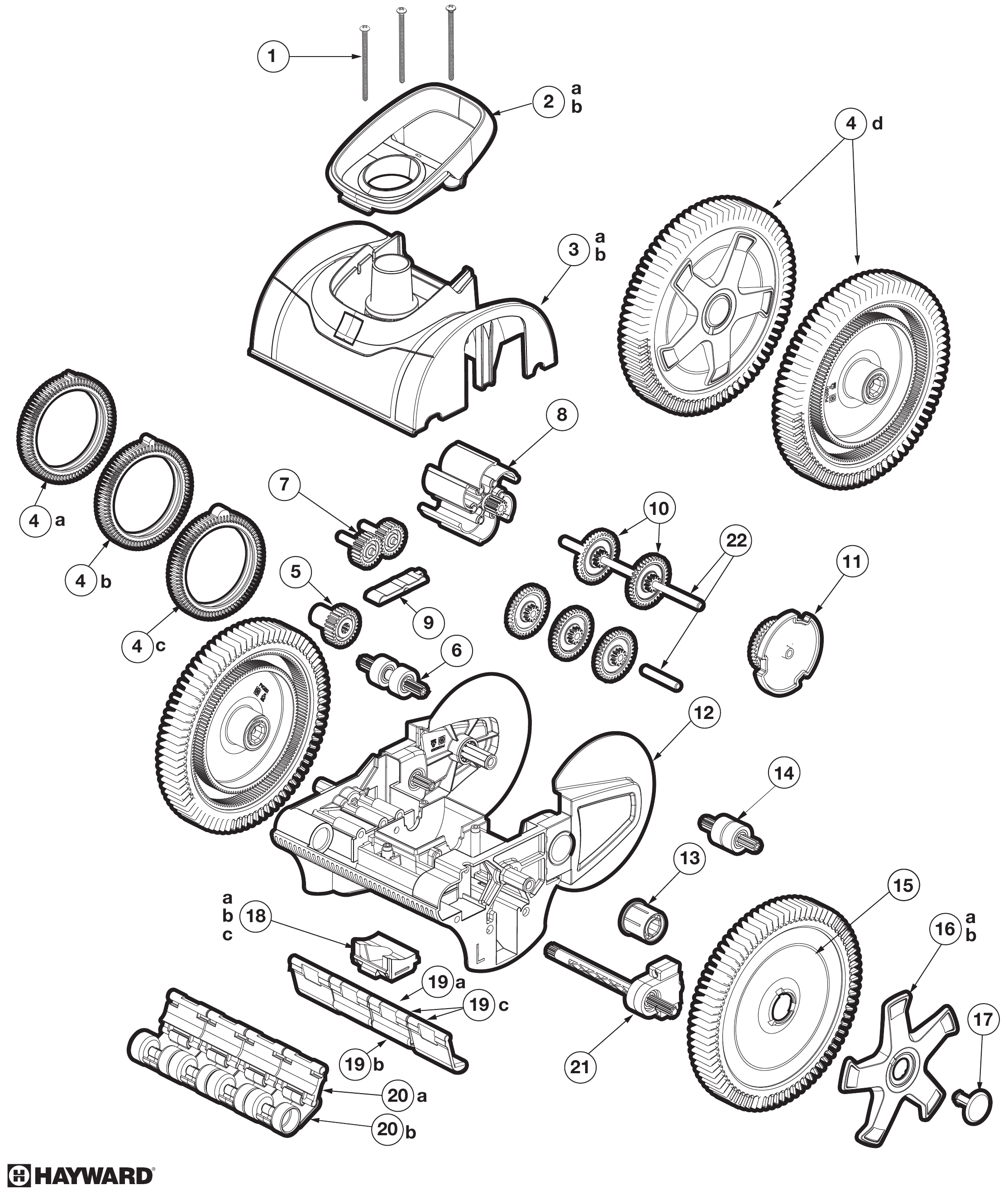 AquaNaut 400 & 450 Suction Cleaner - Hayward Parts Diagram
