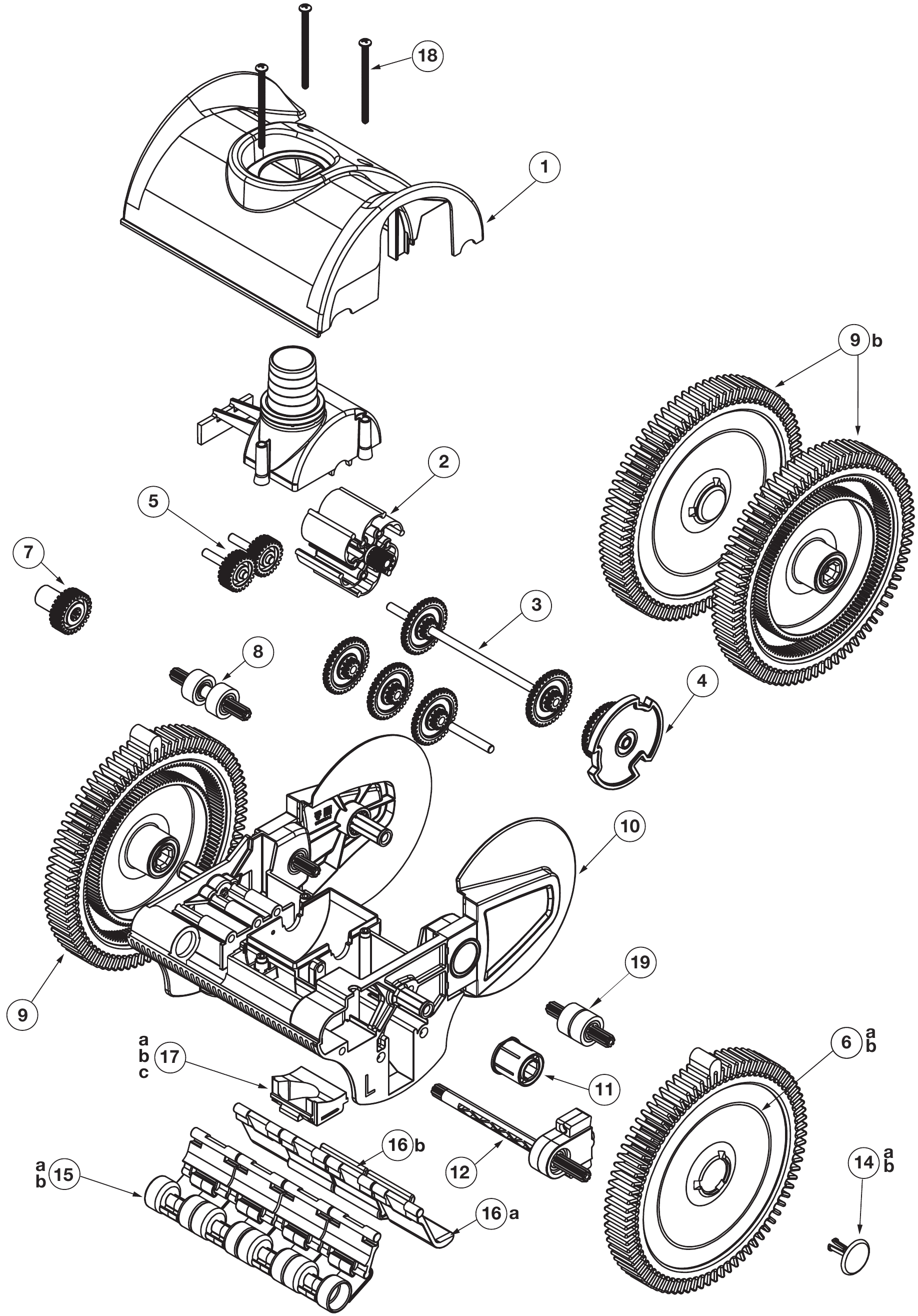 PoolCleaner 4 Wheel - Hayward Parts Diagram
