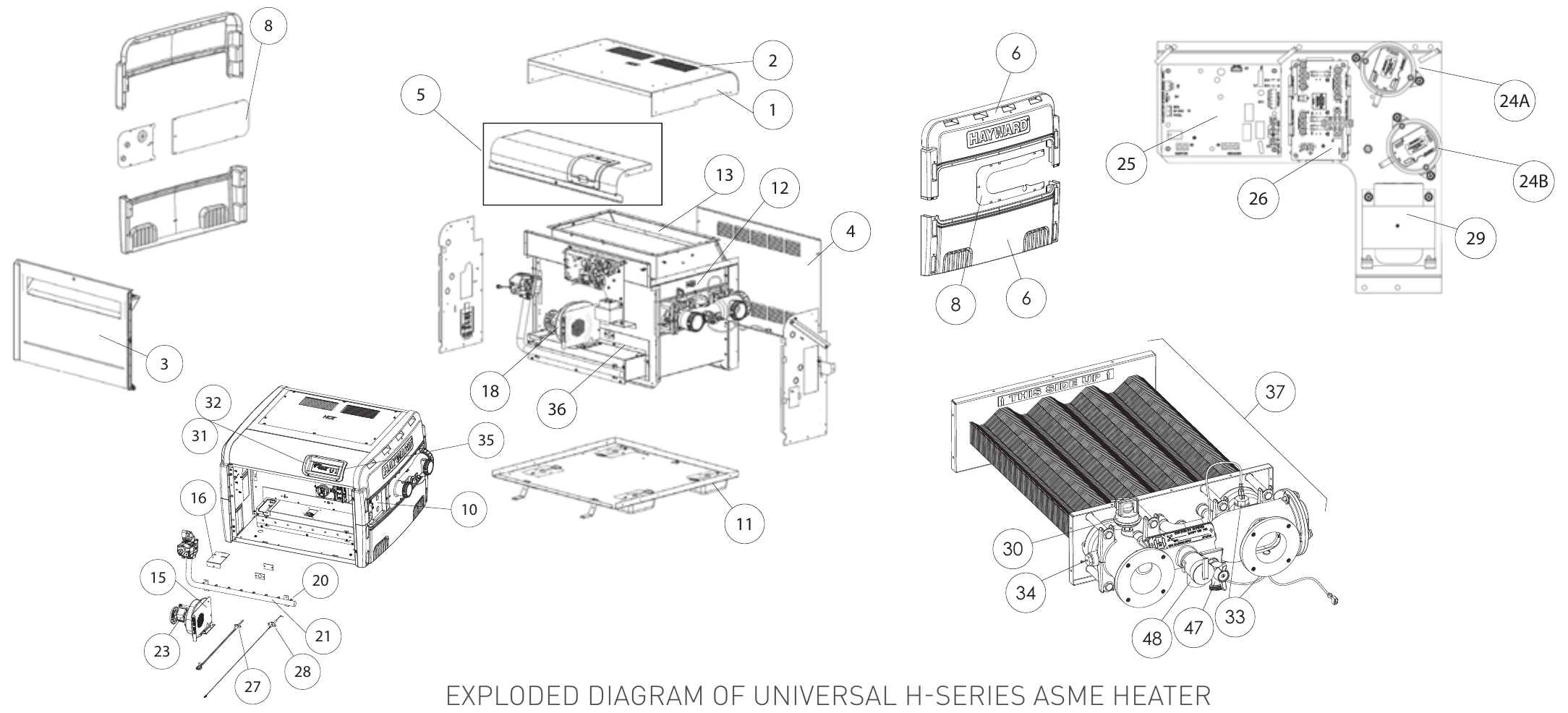 Universal H-Series ASME Heaters - Hayward Parts Diagram