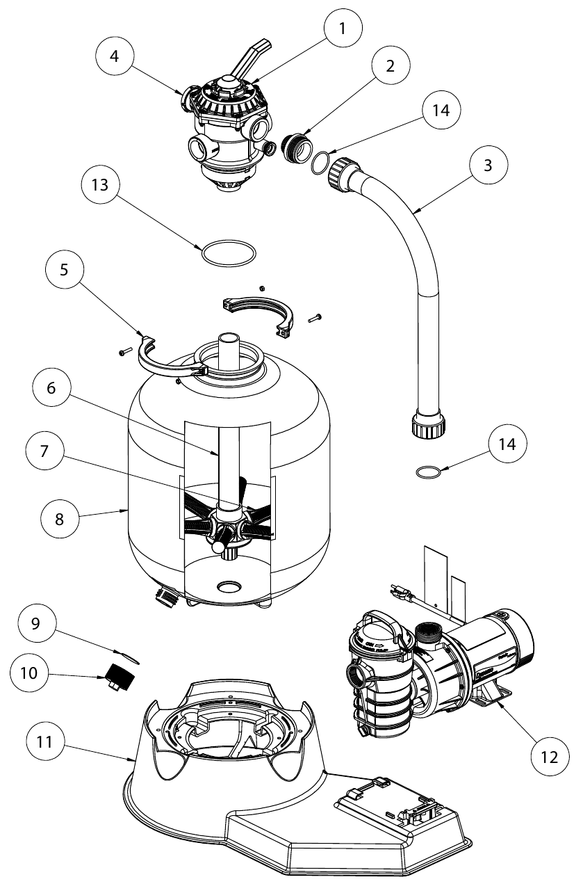 Sand Dollar Filter System (After 2009) - Pentair Parts Diagram
