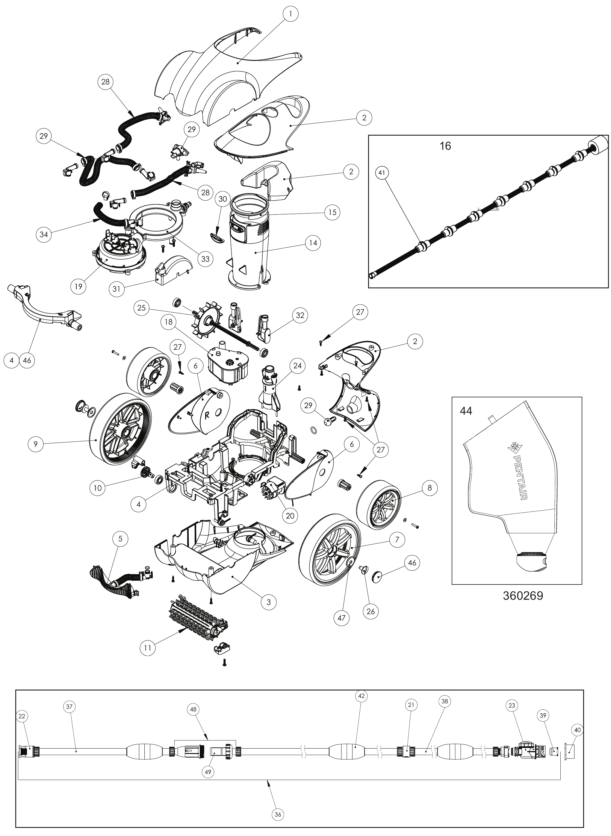 Racer Pressure-Side Cleaner - Pentair Parts Diagram