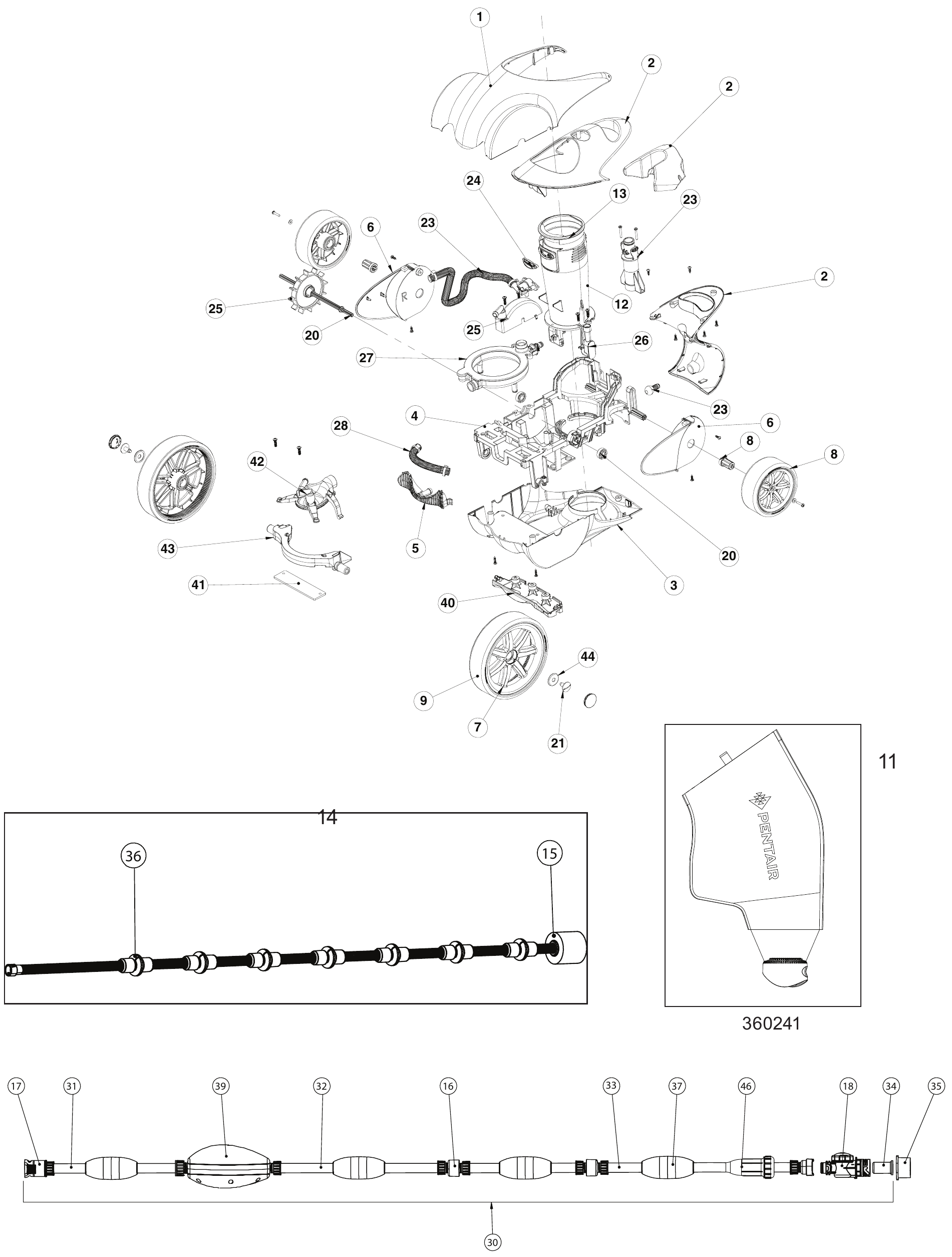 Racer LS Pressure-Side Cleaner - Pentair Parts Diagram