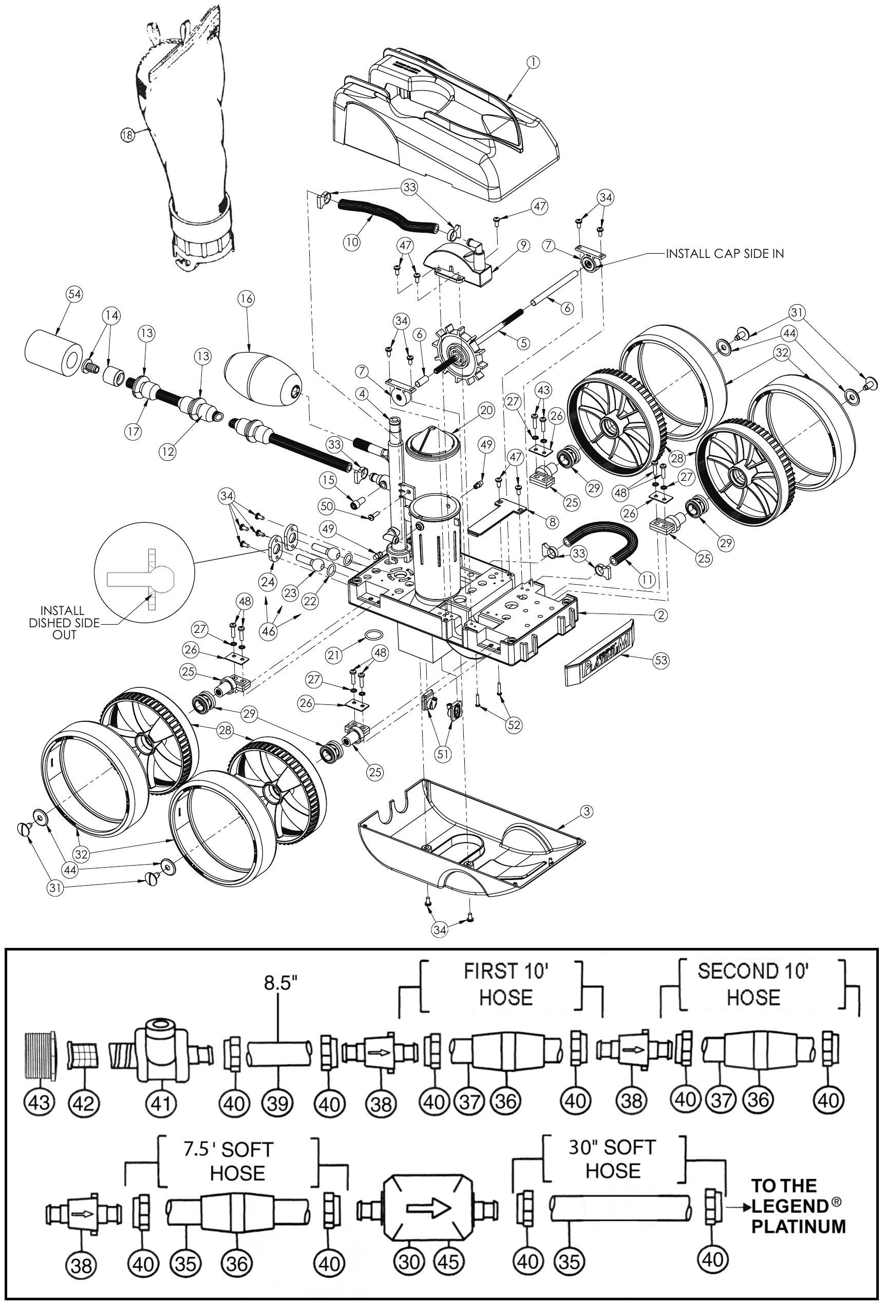 Kreepy Krauly Platinum - Pentair Parts Diagram