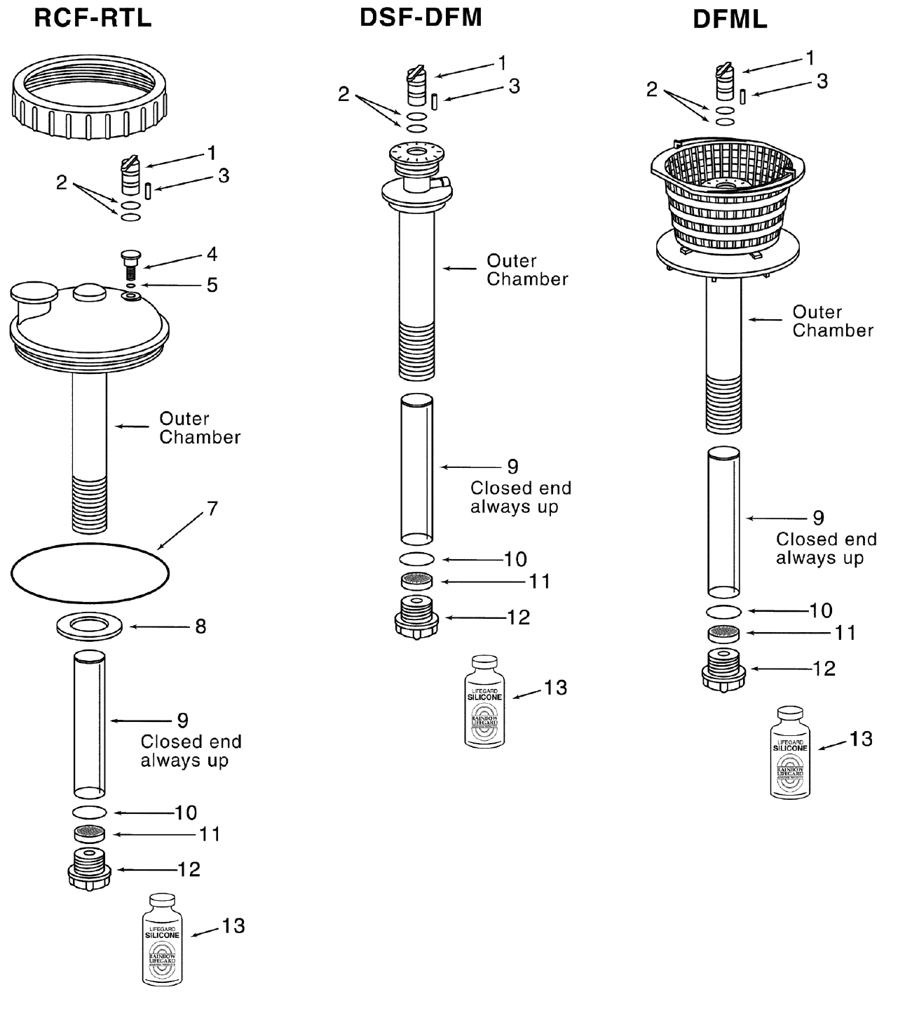 Dynamic Filter Series Chlorine / Bromine Dispensers - Pentair Parts Diagram