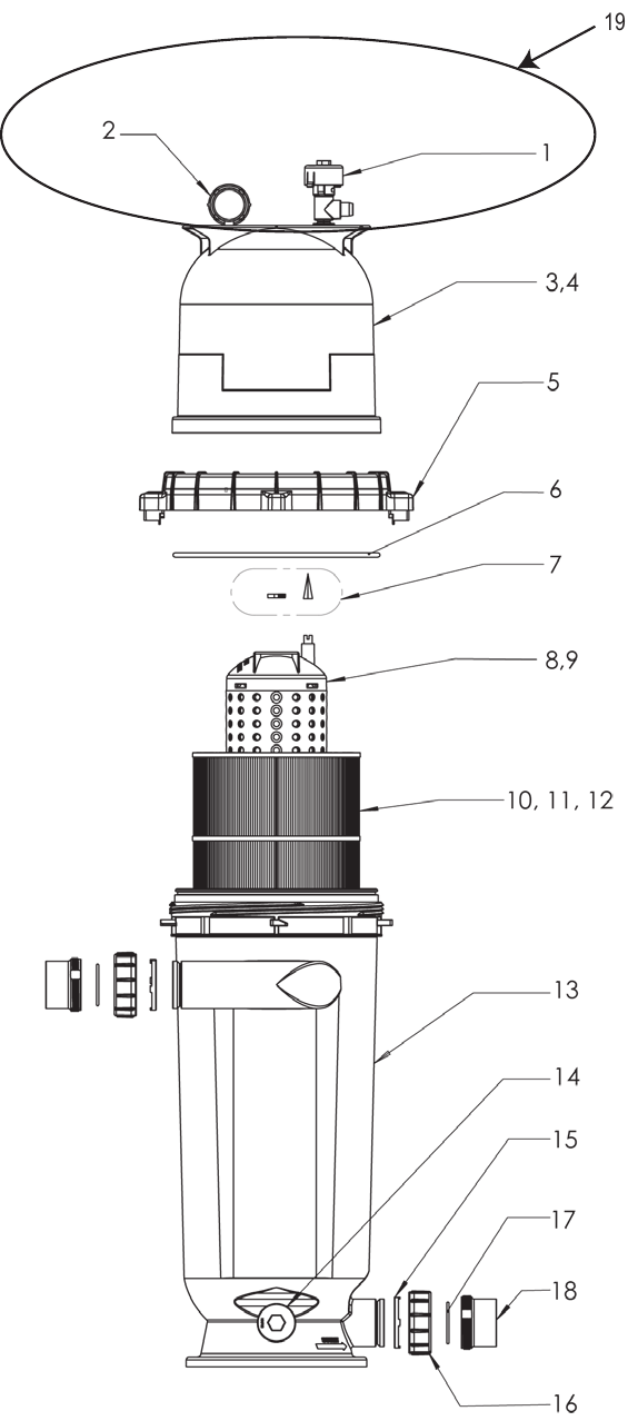 Posi-Clear RP Filters - Pentair Parts Diagram