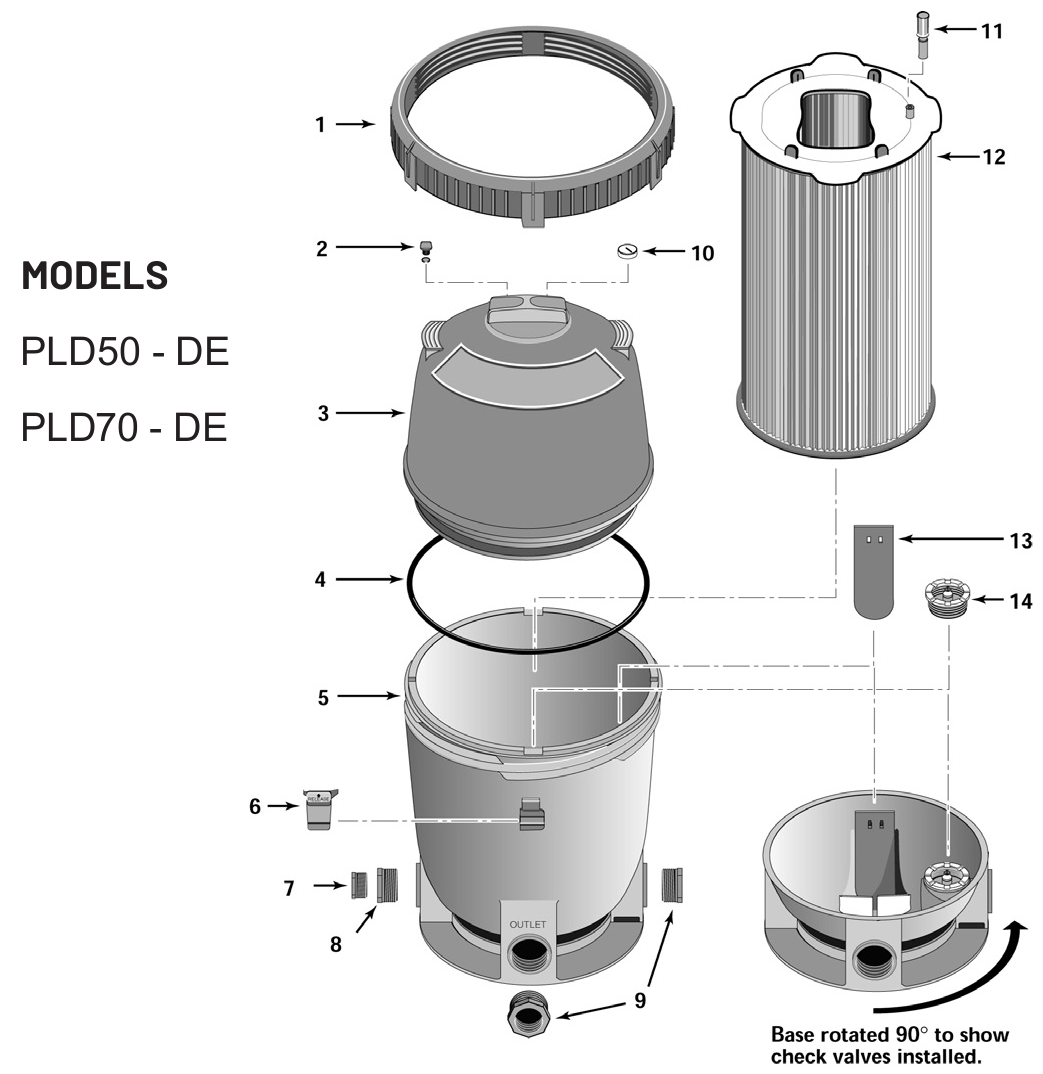 System:2 Modular DE Filters (PLD Series) - Pentair Parts Diagram