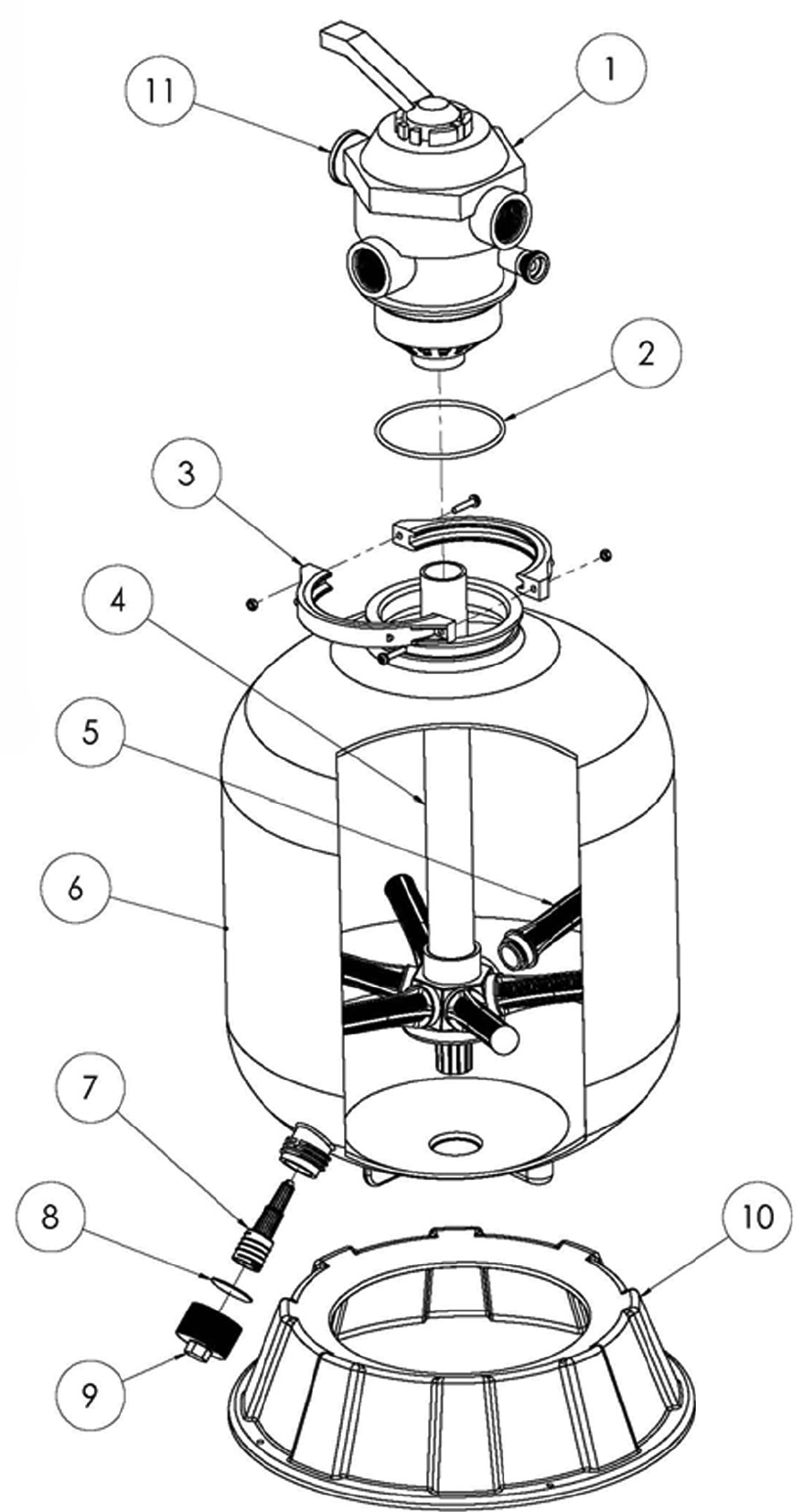 Cristal-Flo II High-Rate Sand Filters - Pentair Parts Diagram