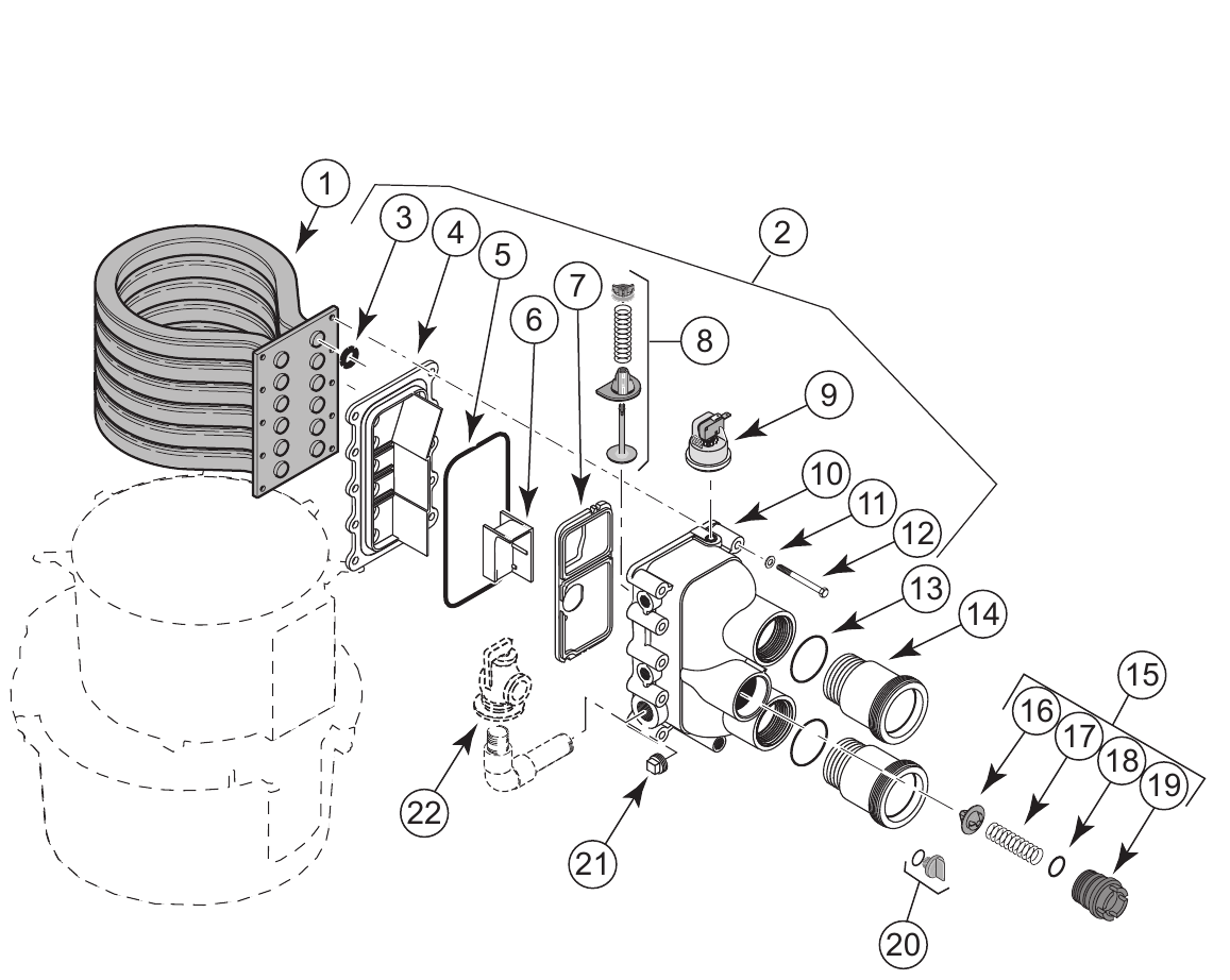 Max-E-Therm Heater (Water System) - Pentair Parts Diagram