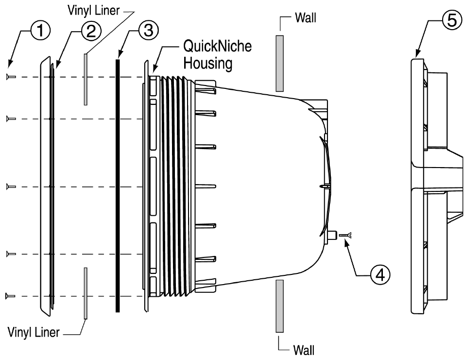 QuickNiche Vinyl Liner Niche - Pentair Parts Diagram