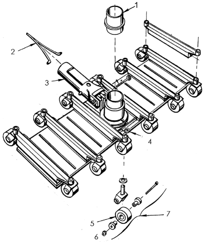 Swivel Wheel Flexible Vacuum (250, 252) - Pentair Parts Diagram