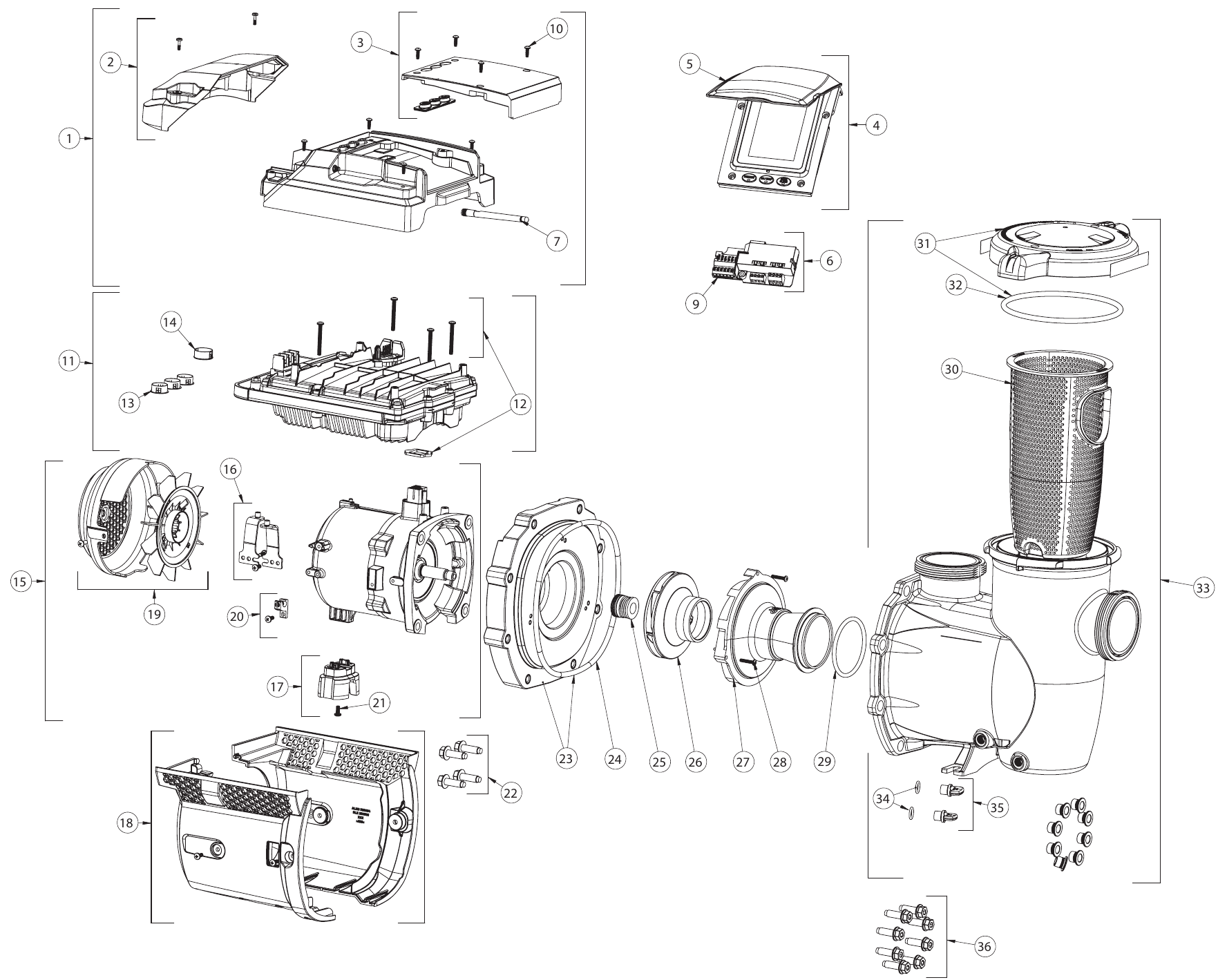IntelliFlo 3HP Variable Speed Pump - Pentair Parts Diagram