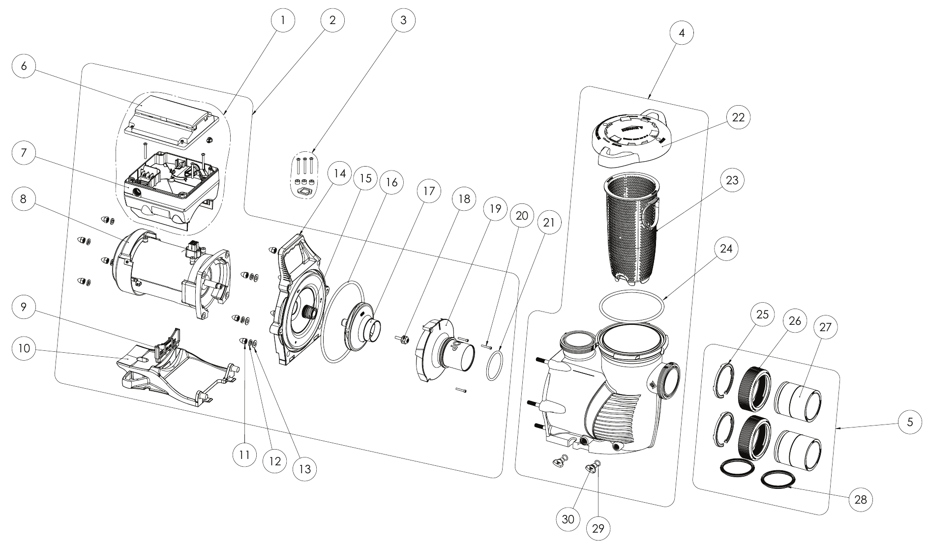 IntelliFloXF Variable Speed (After Aug-2015) - Pentair Parts Diagram