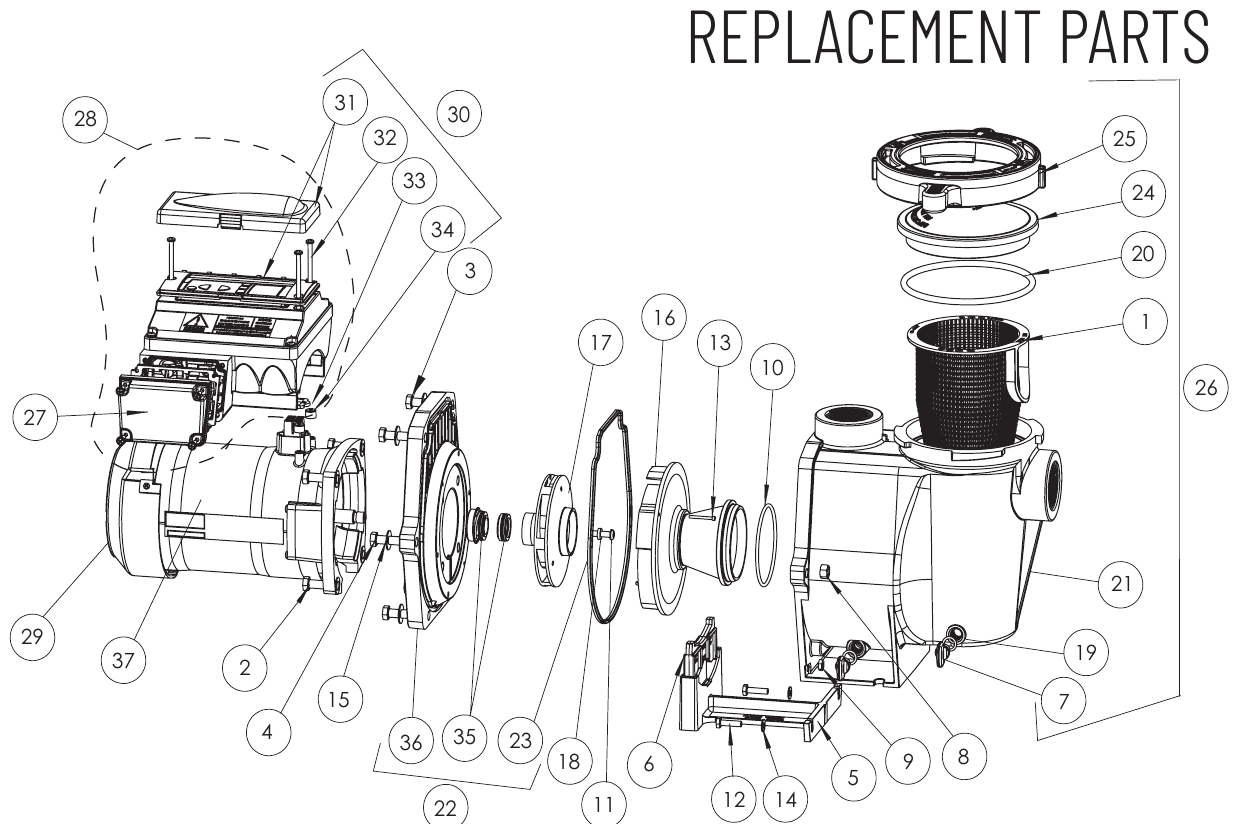 IntelliFlo VS (Before 2019) / IntelliFlo VS+SVRS (Before Jun-2016) - Pentair Parts Diagram