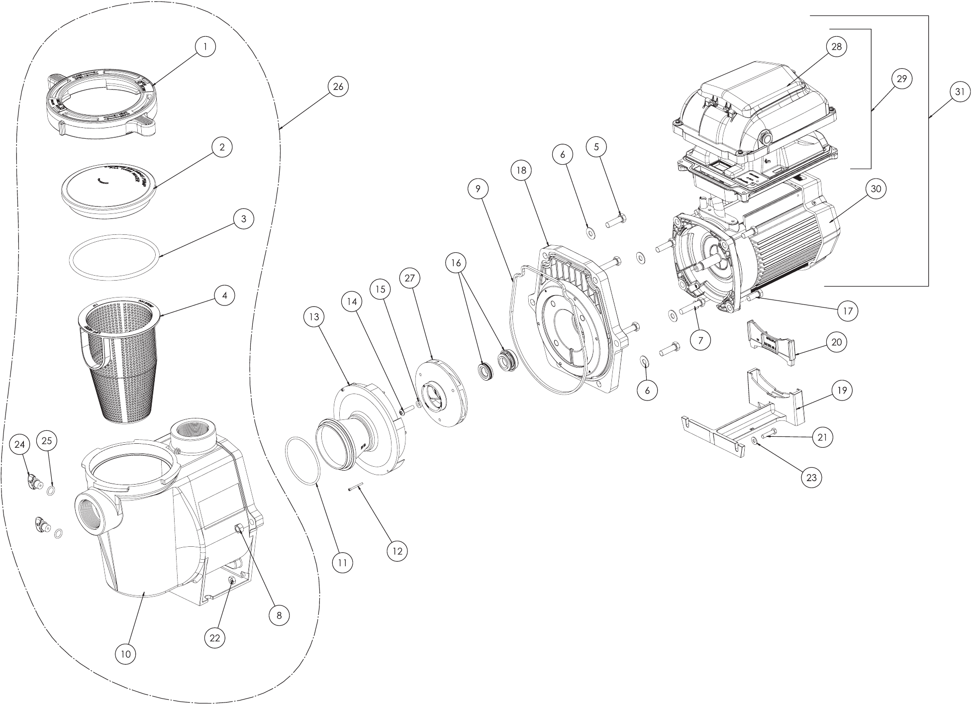 WhisperFlo VST Pump - Pentair Parts Diagram