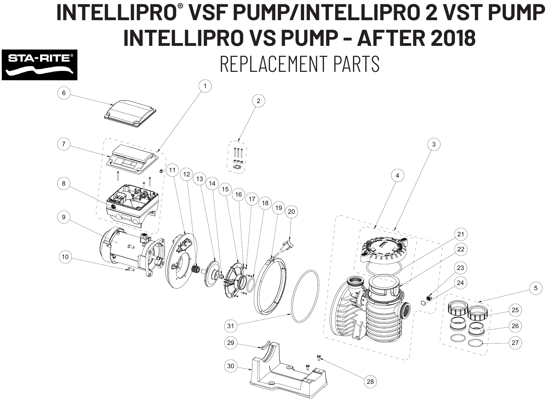 IntelliPro VSF / IntelliPro 2 VS (After 2018) - Pentair Parts Diagram
