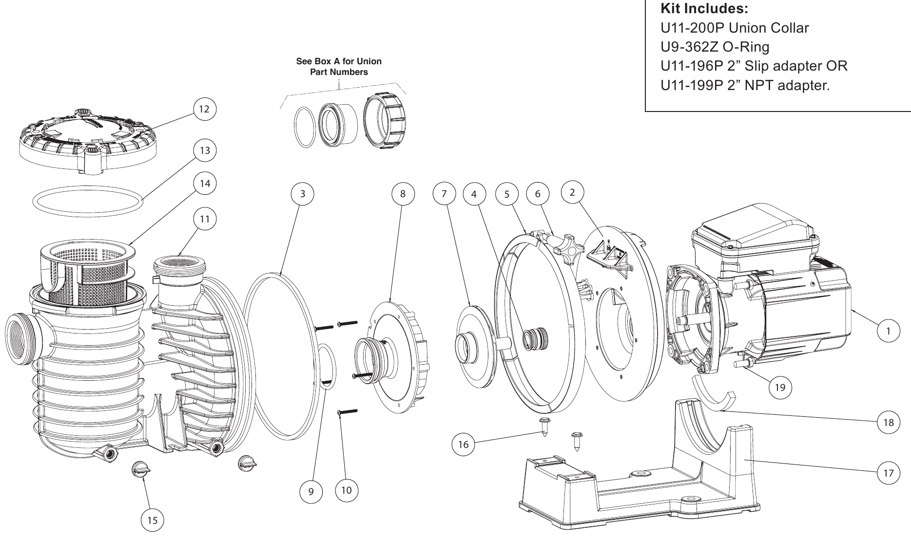 Max-E-Pro Series DOE Pump - Pentair Parts Diagram