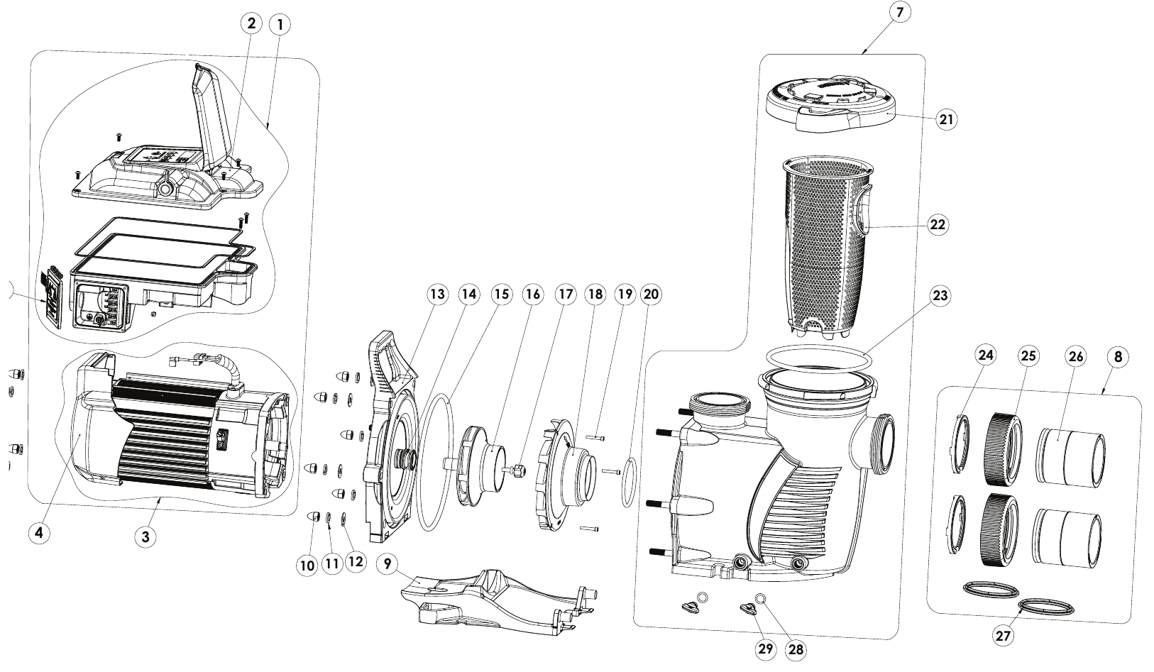 WhisperFloXF VS / Max-E-ProXF VS Pump - Pentair Parts Diagram