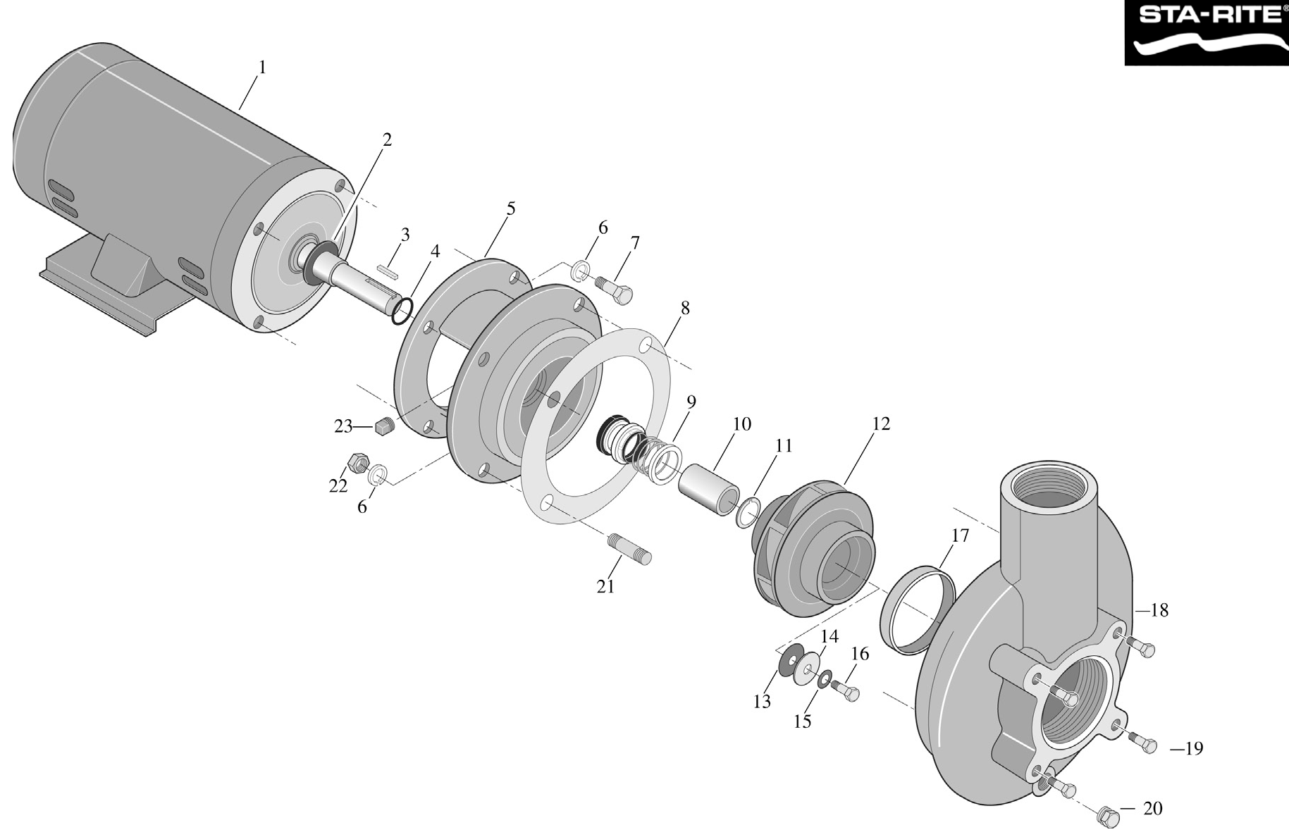 C/CC Series 3HP Centrifugal Pump - Pentair Parts Diagram
