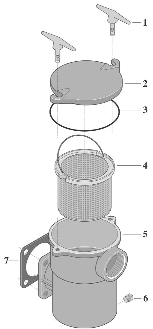Cast Iron Suction Trap Assembly (No. 51, 98, 74) - Pentair Parts Diagram
