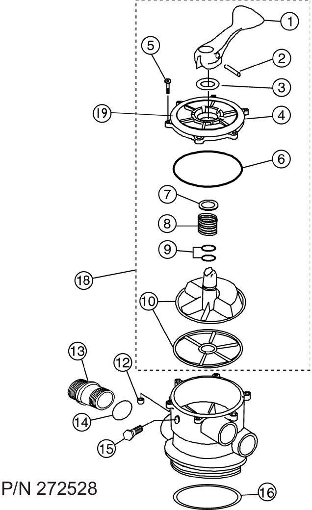 American Top Mount Clamp-On Multiport Valve - Pentair Parts Diagram