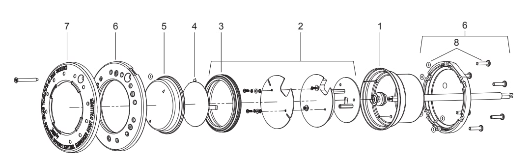 Watercolors Small (Spa) RGBW LED Light - Jandy Parts Diagram