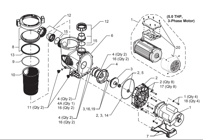 Stealth (SHPF/SHPM) Series Pump (Mfg. 2008-Present) - Jandy Parts Diagram
