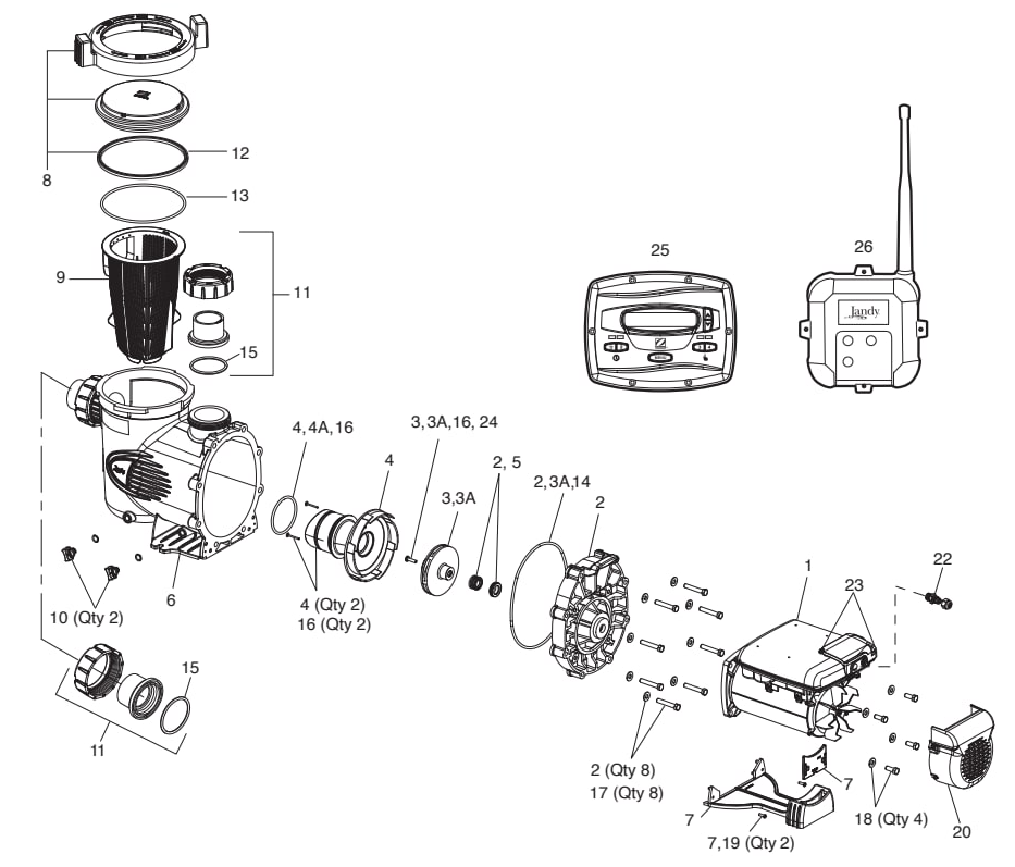 ePump + SVRS — 230V Variable-Speed Pump (Mfg. 2013—2021, Discontinued) - Jandy Parts Diagram