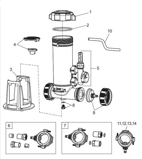TruChlor Erosion Feeder - Jandy Parts Diagram