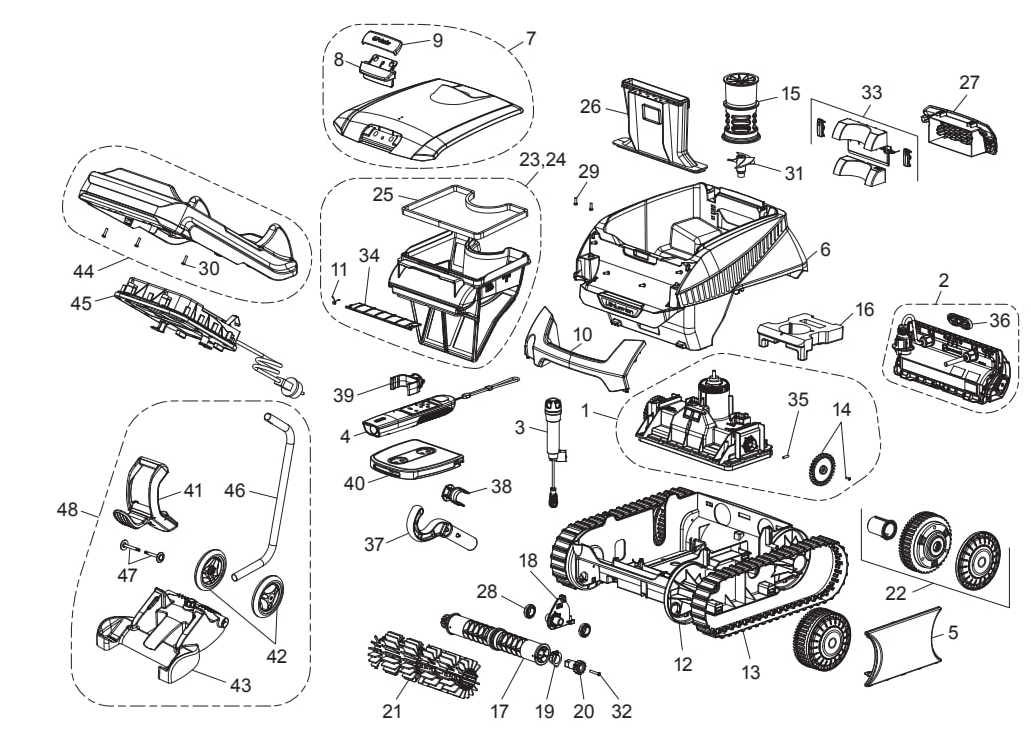 Polaris FREEDOM Plus Cordless Robotic Cleaner with Remote and Caddy - Polaris Parts Diagram
