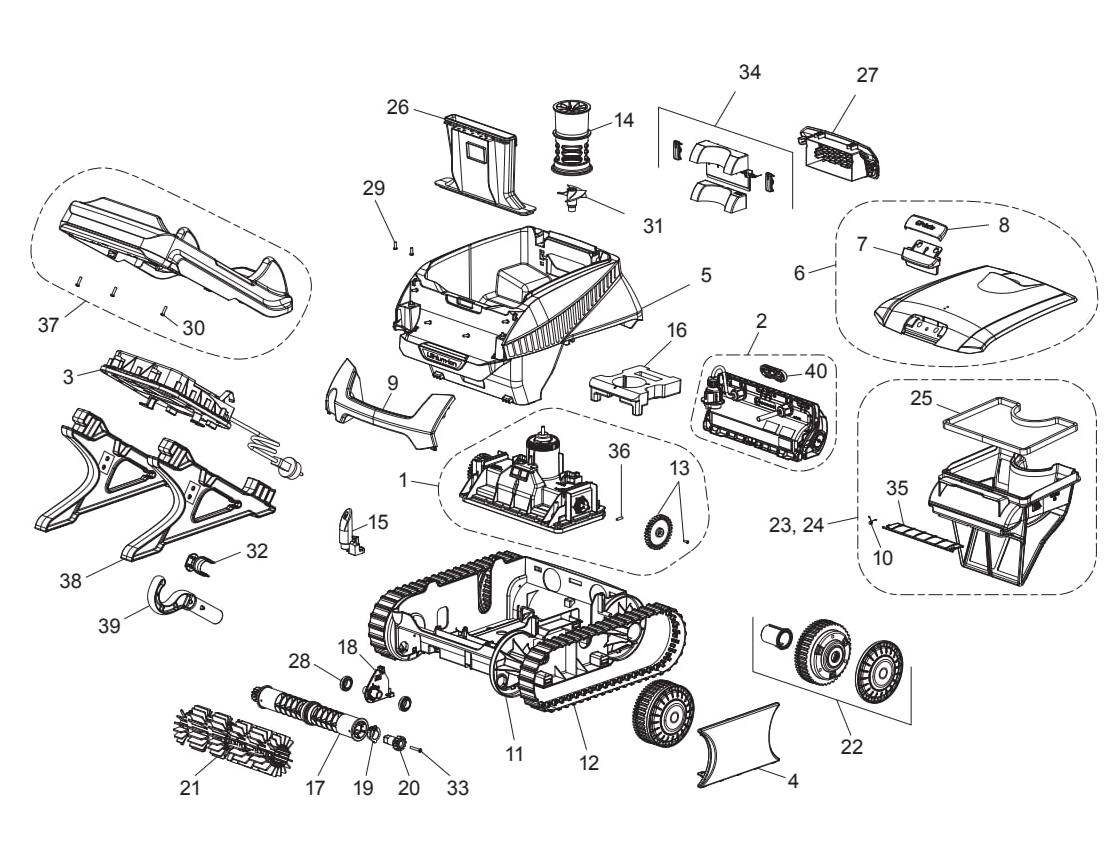Polaris FREEDOM Cordless Robotic Cleaner - Polaris Parts Diagram